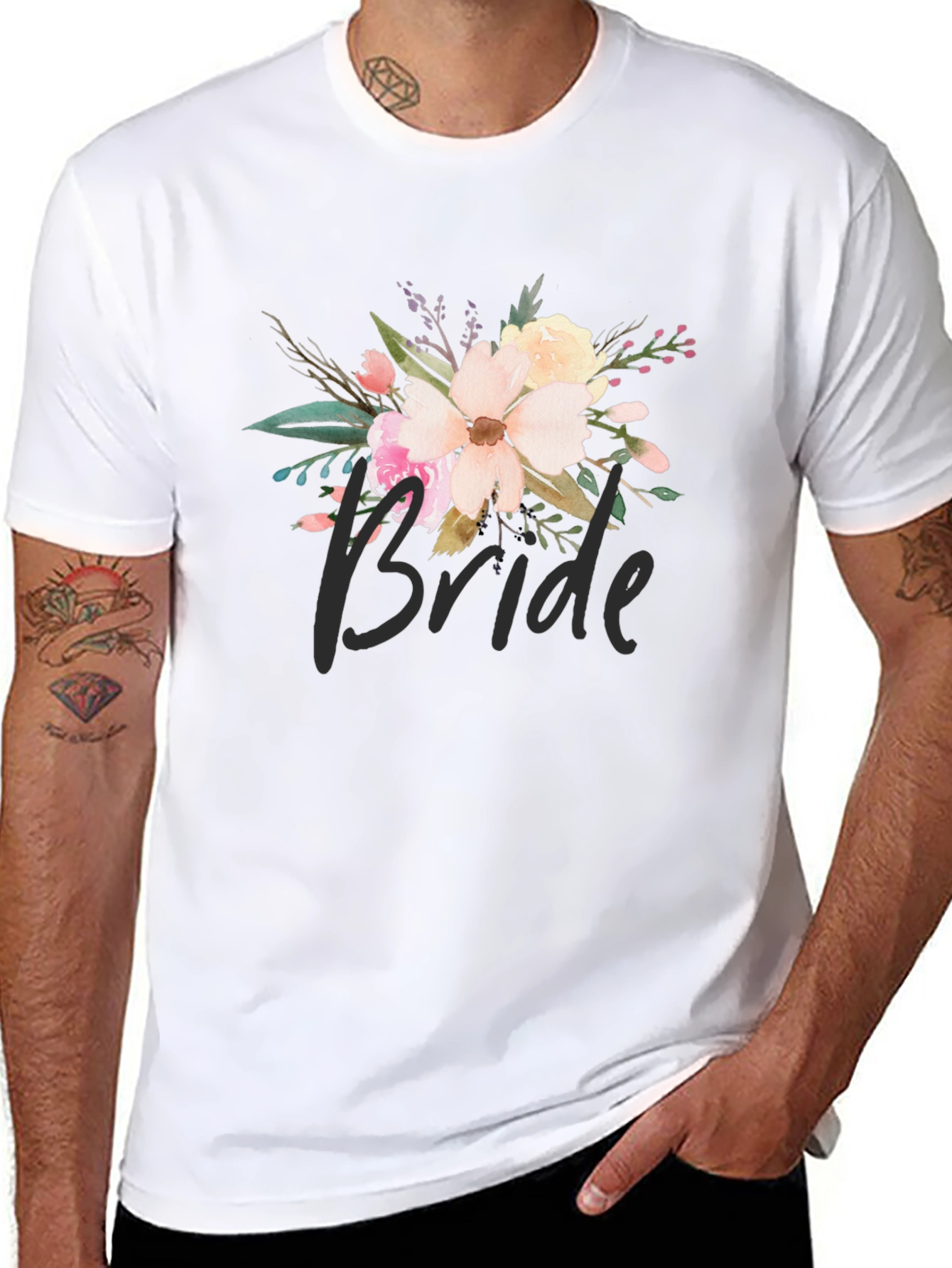 Black Bride Floral Graphic Black T-Shirt view 8