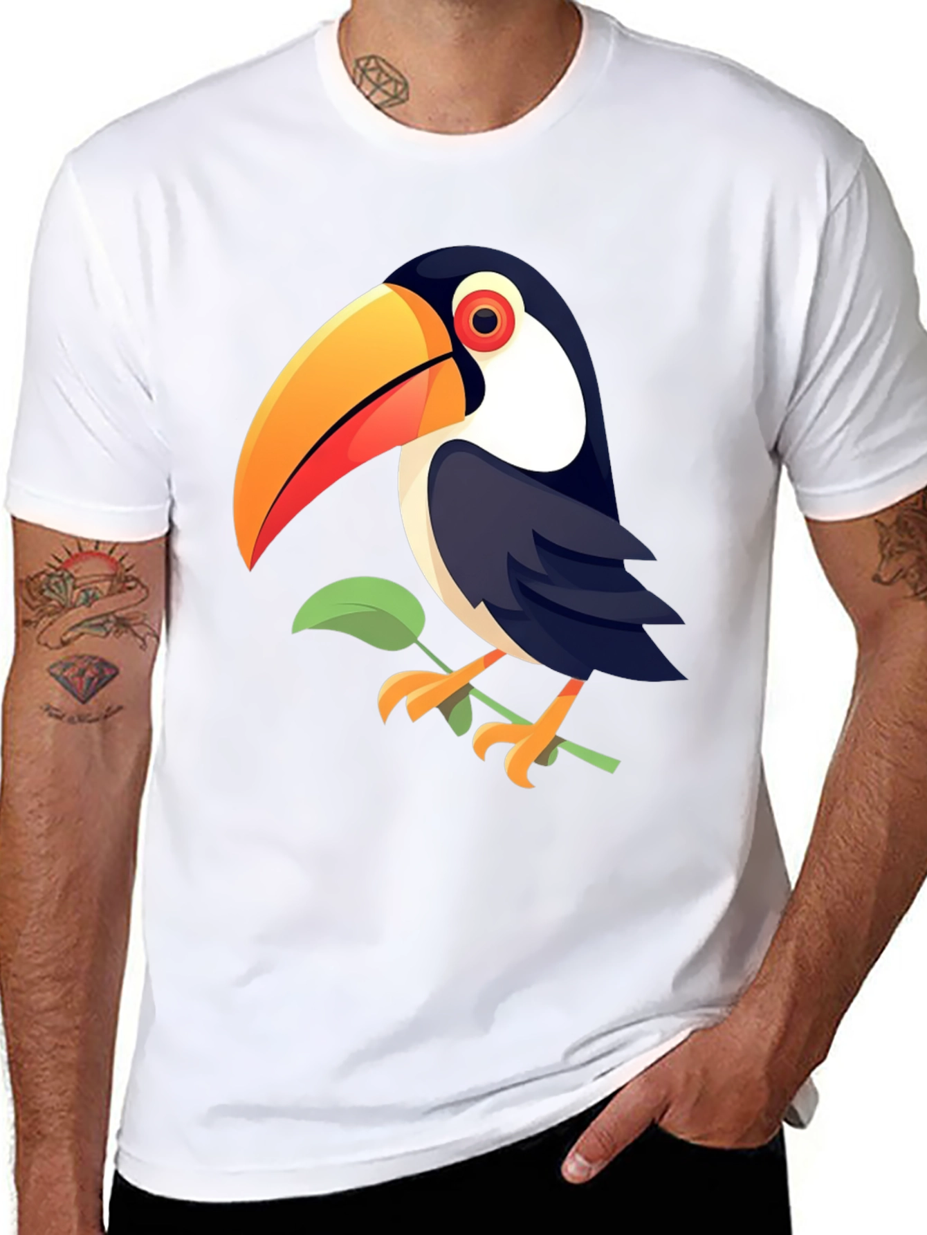 Black Toucan Graphic Print Black T-Shirt view 8