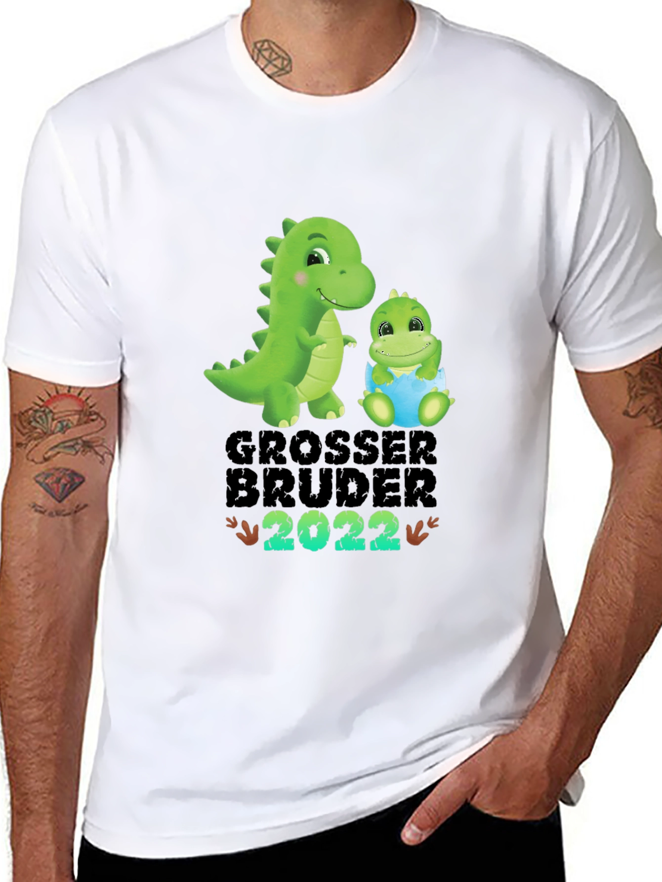 Black Grosser Bruder 2022 T-Shirt - Dinosaur Theme view 8