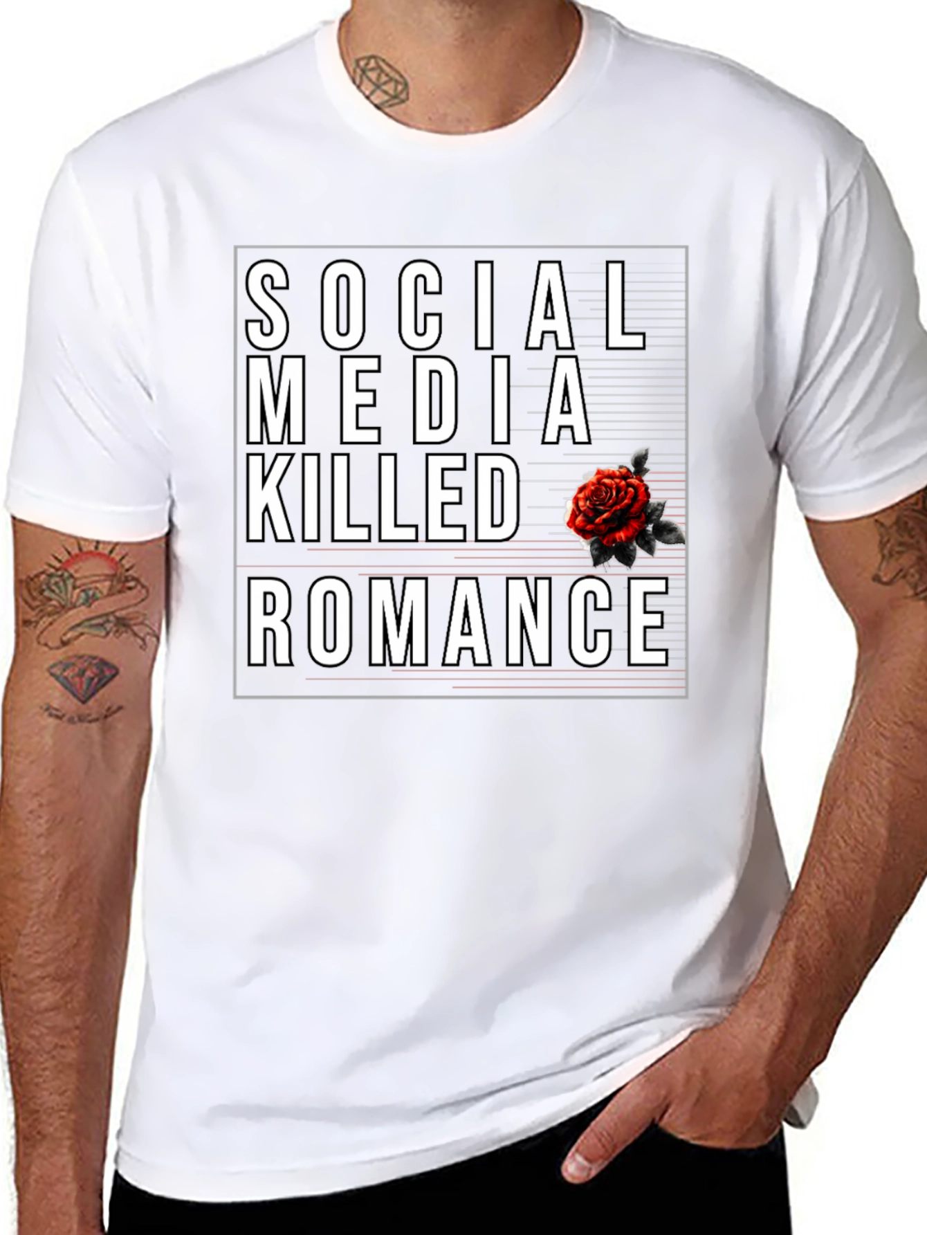 Black Social Media Killed Romance Black Graphic Tee view 8