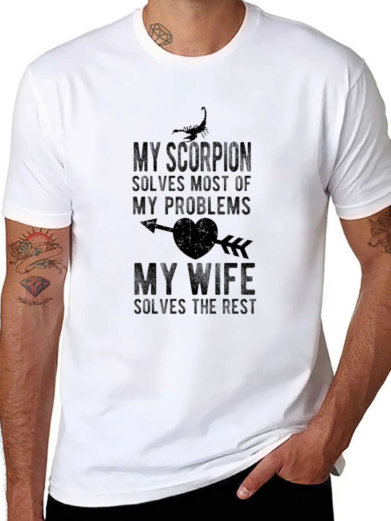 Black My Scorpion, My Wife Men's Graphic T-Shirt view 8