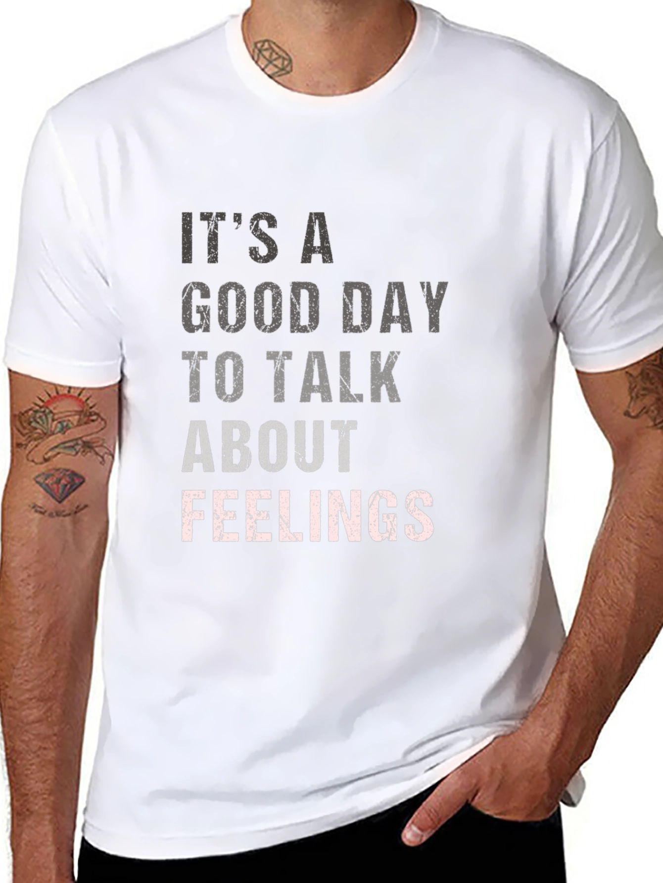 Black It's a Good Day to Talk About Feelings T-Shirt view 8