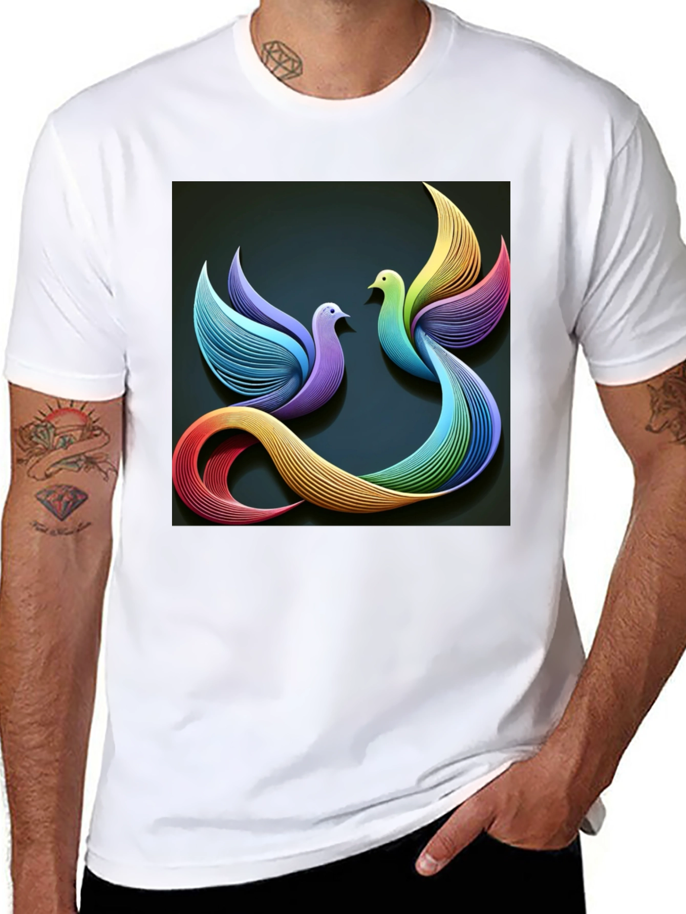 Black Rainbow Dove T-Shirt view 8
