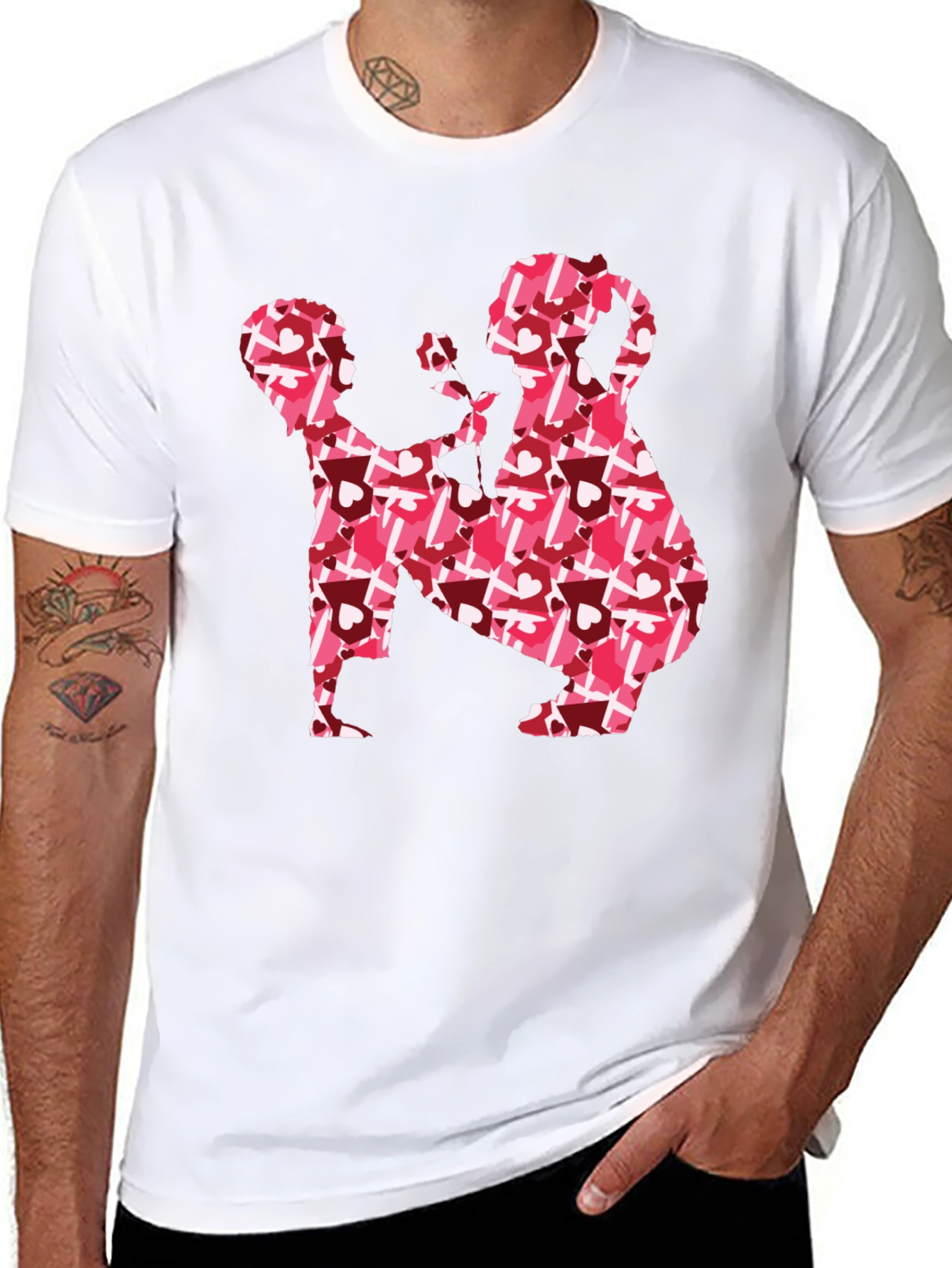 Black Romantic Heart Proposal Graphic Tee view 8