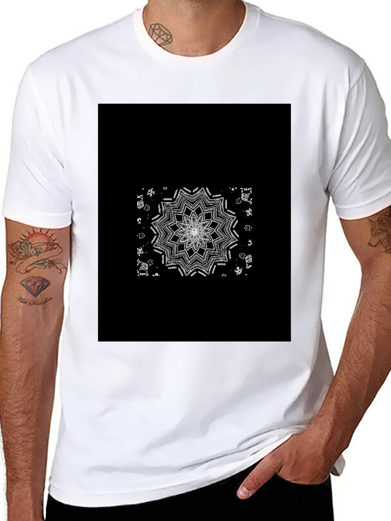 Black Mandala Graphic Tee - Black Cotton Blend view 8
