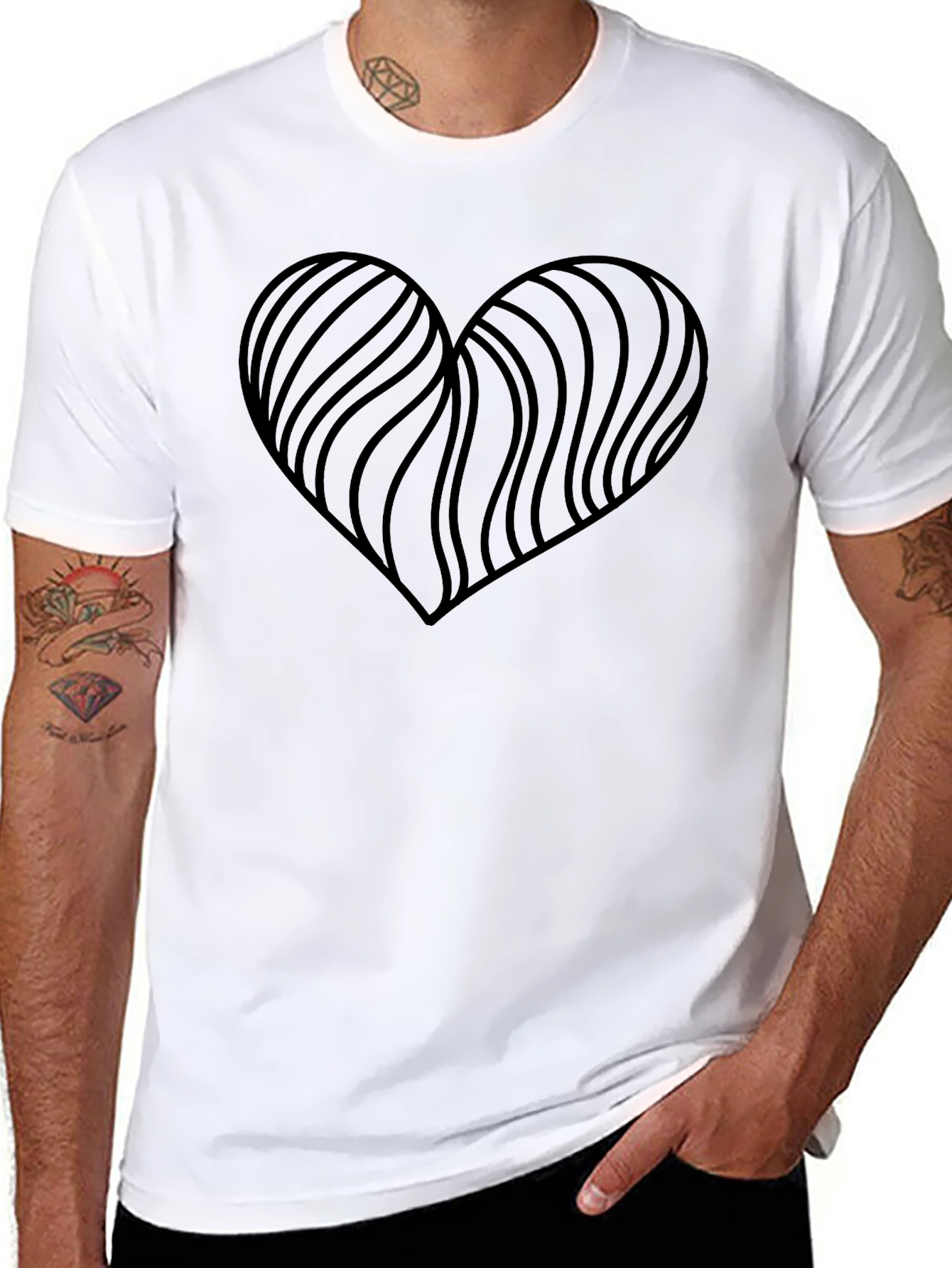 Black Heart Wave Graphic Tee - Stylish Men's Black T-Shirt view 8