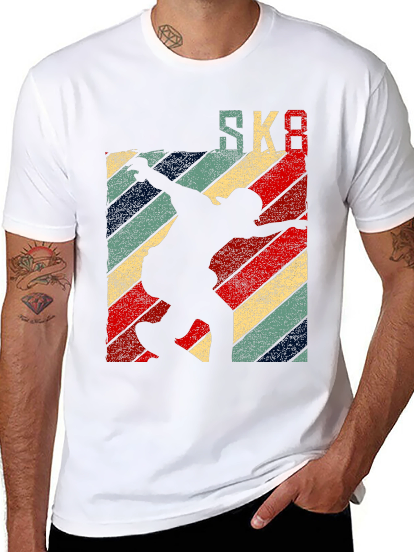 Black Retro SK8 Skateboard T-Shirt Black view 8