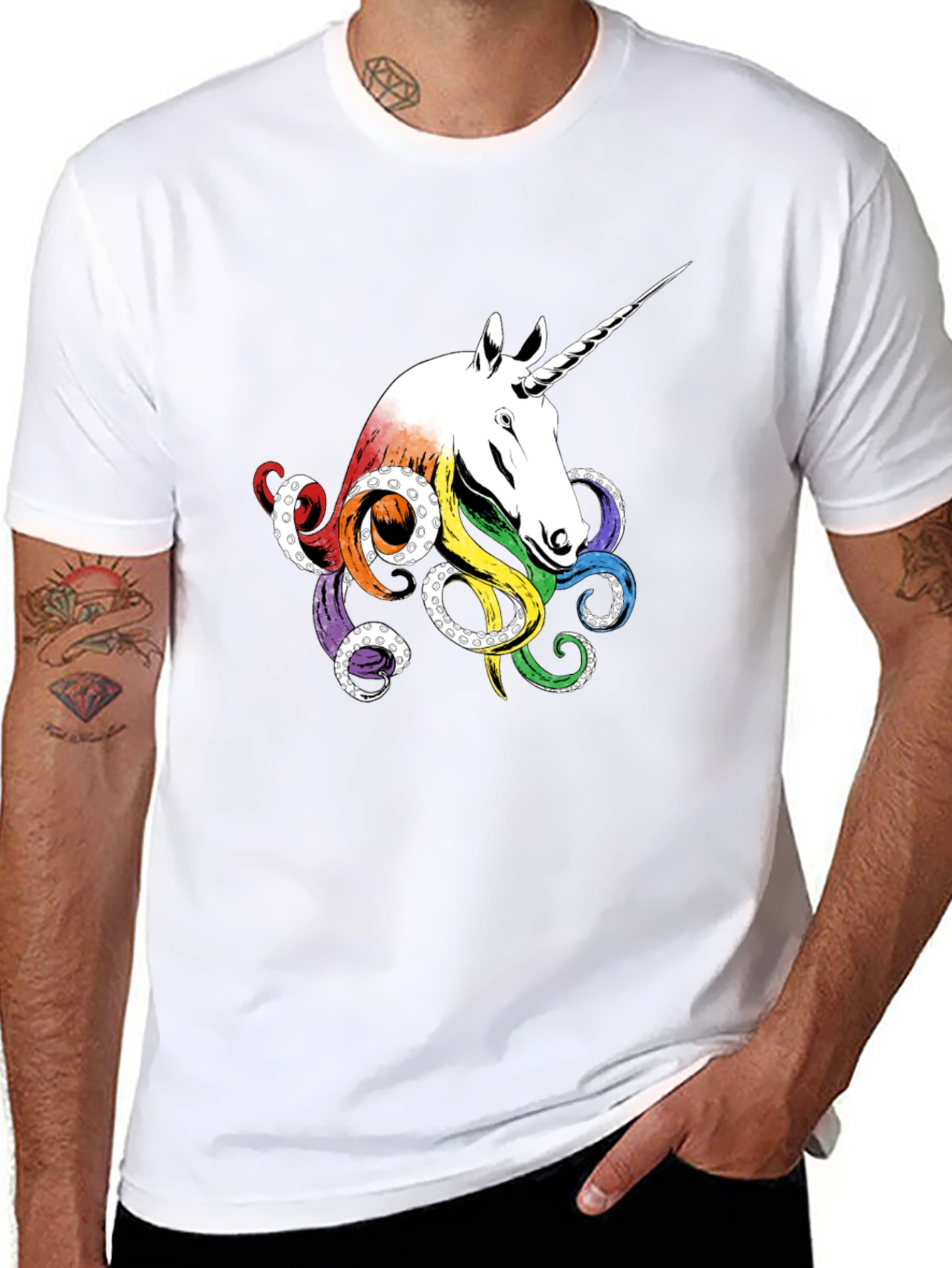 Black Unicorn Octopus T-Shirt - Unique Graphic Tee view 8
