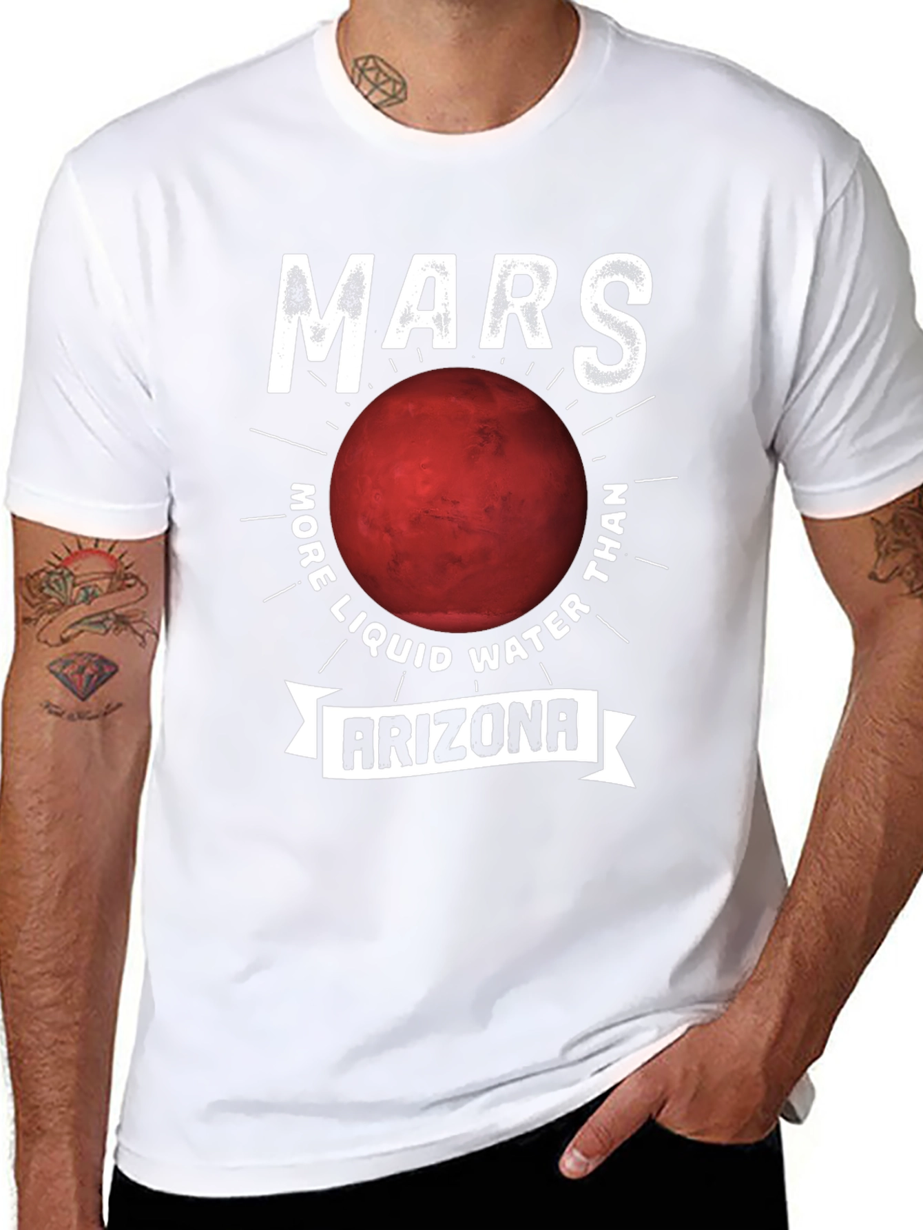 Black Mars Arizona Graphic T-Shirt - Funny Space Tee view 8