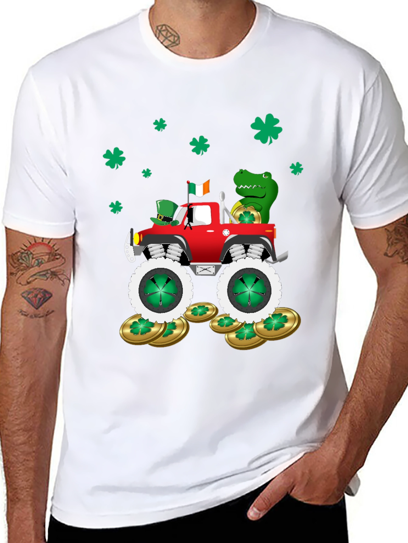Black St. Patrick's Day Monster Truck T-Shirt view 8
