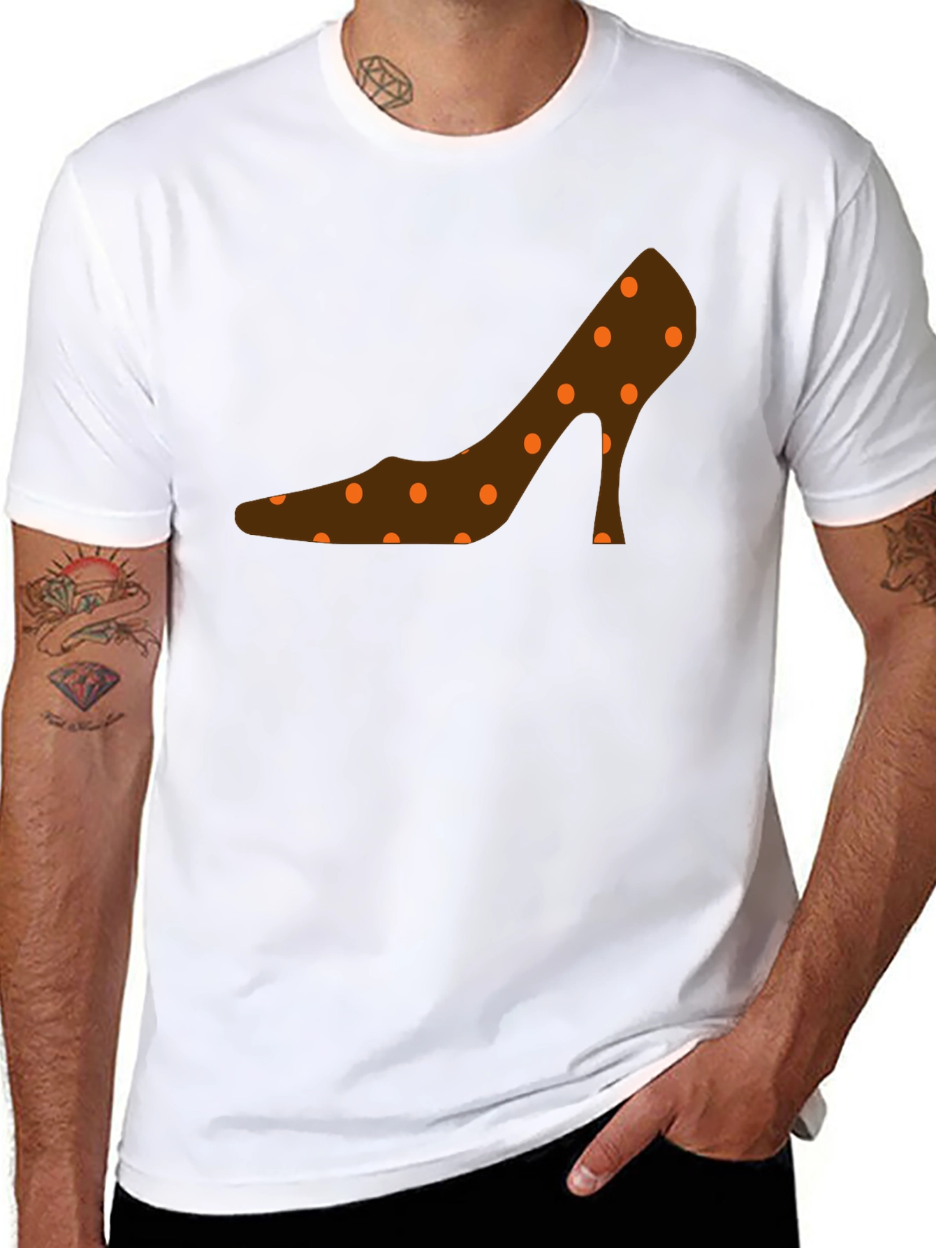 Black Polka Dot Shoe Graphic T-Shirt view 8