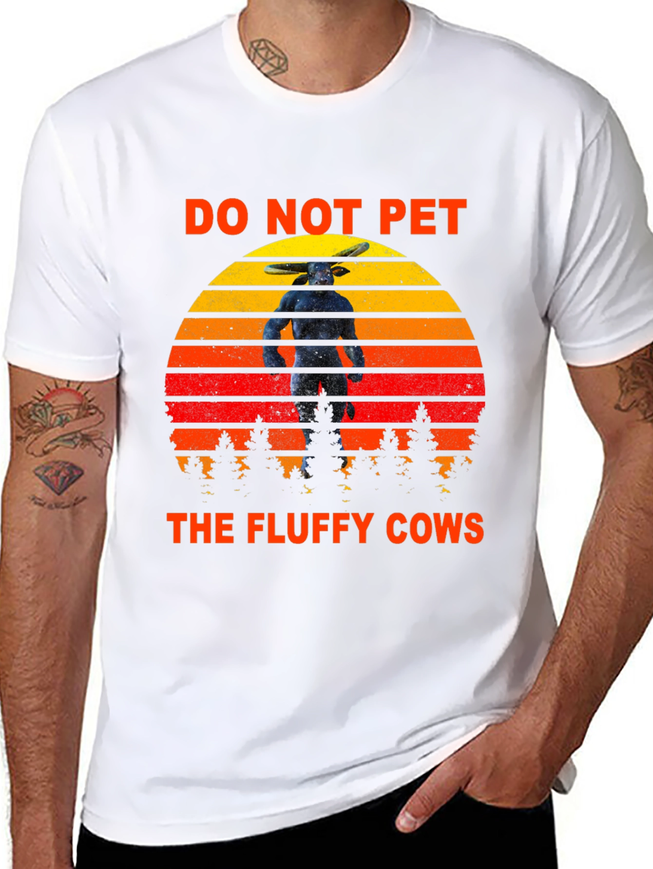 Black Do Not Pet the Fluffy Cows Graphic Tee view 8