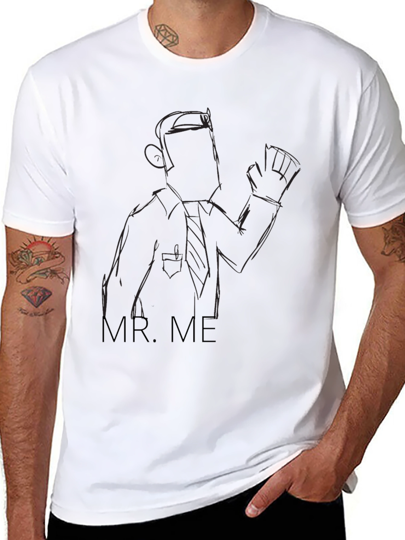 Black Mr. Me Sketch Black T-Shirt view 8