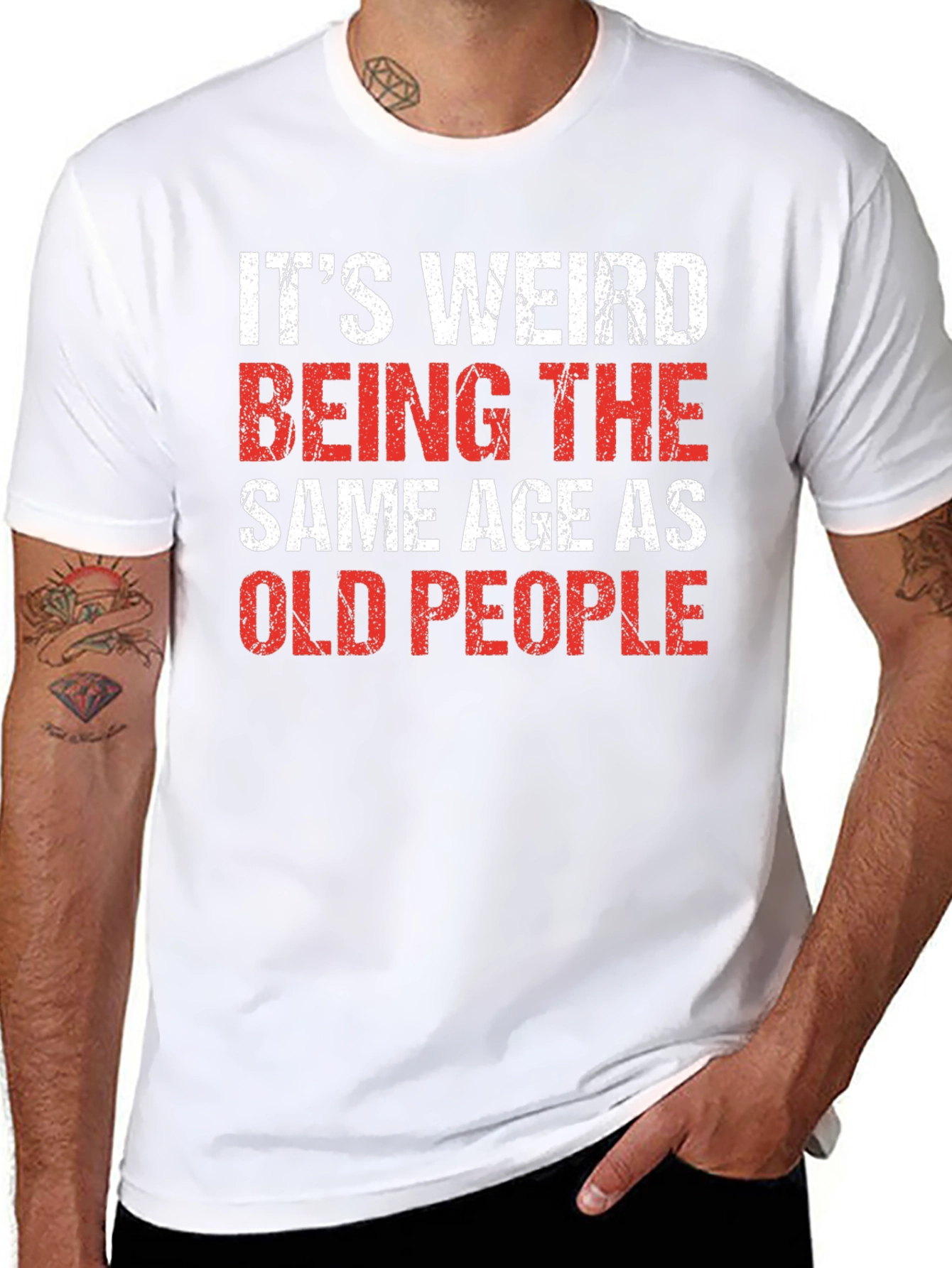 Black Funny 'Old People' Black Cotton Blend T-Shirt view 8