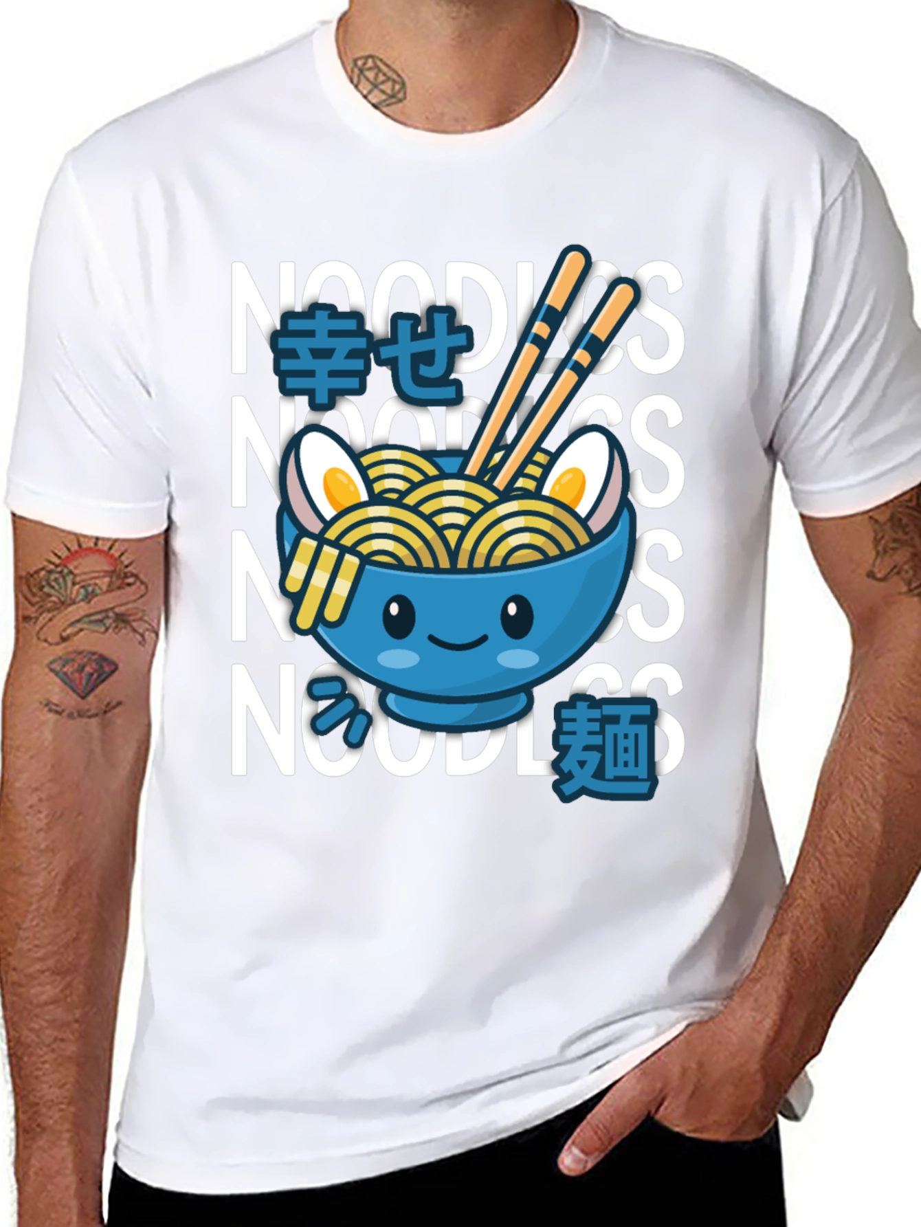 Black Kawaii Ramen Bowl T-Shirt - Noodle Lover Tee view 8