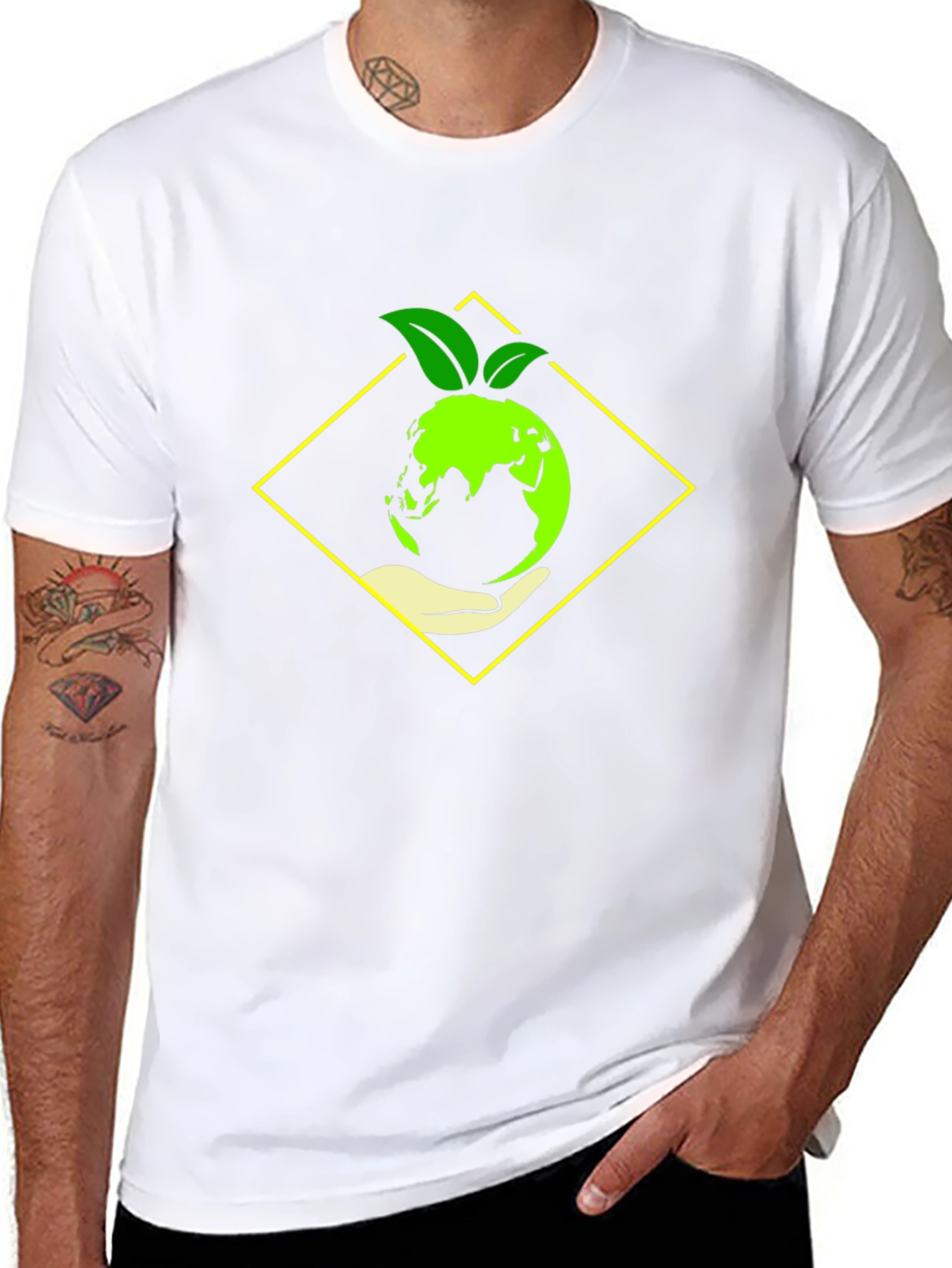 Black Eco-Friendly Earth Graphic Tee - Black view 8