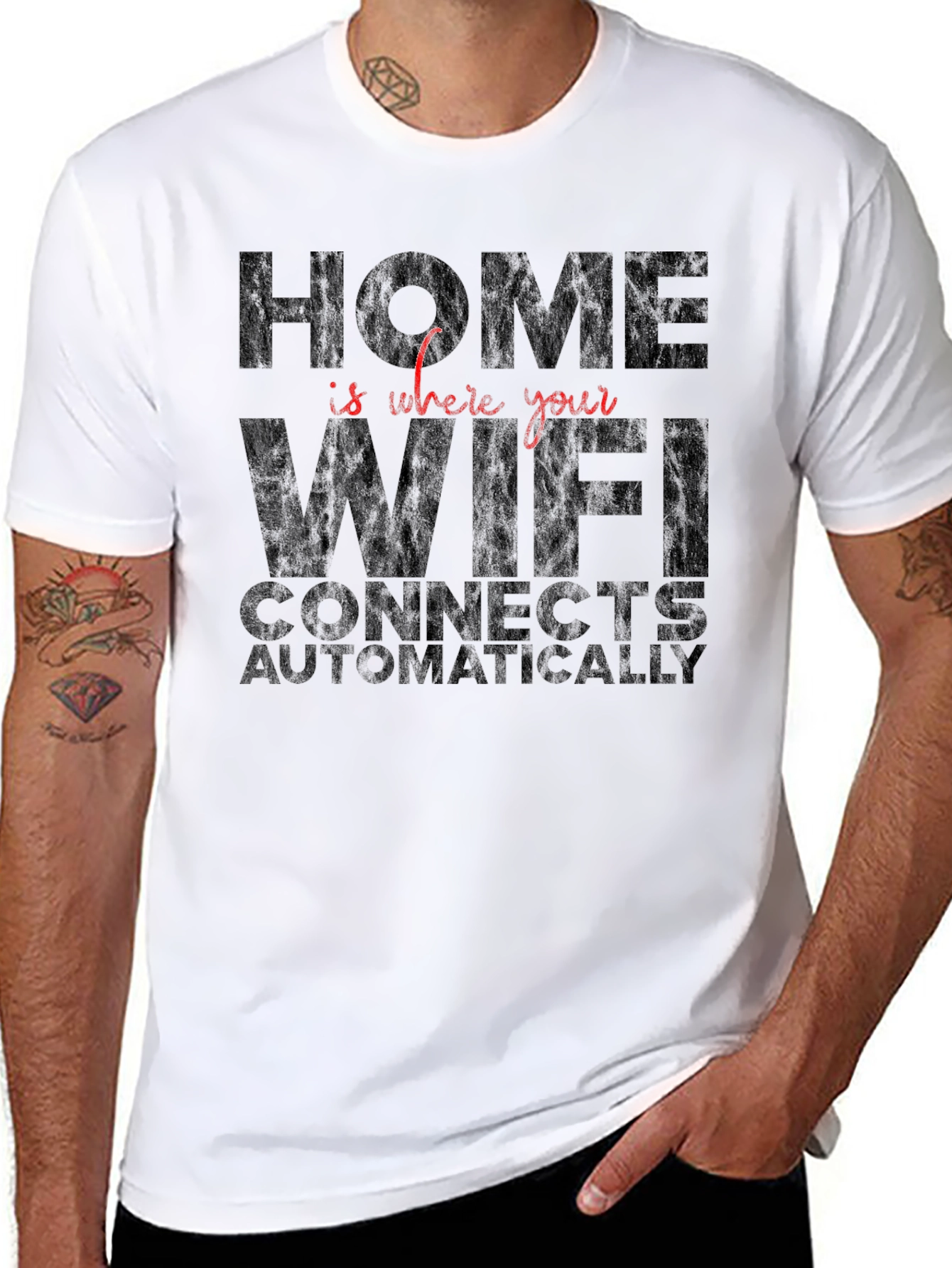 Black Home is Where WiFi Connects T-Shirt view 8