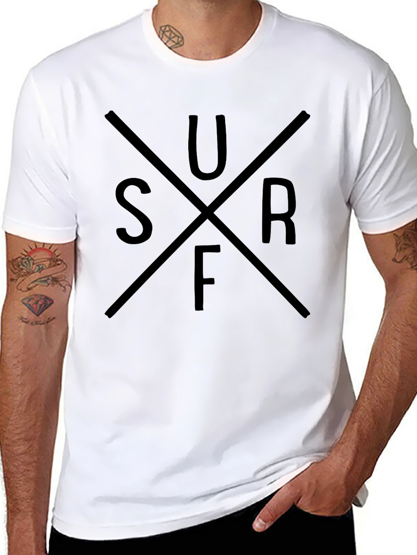 Black Men's Black Surf Graphic T-Shirt view 8
