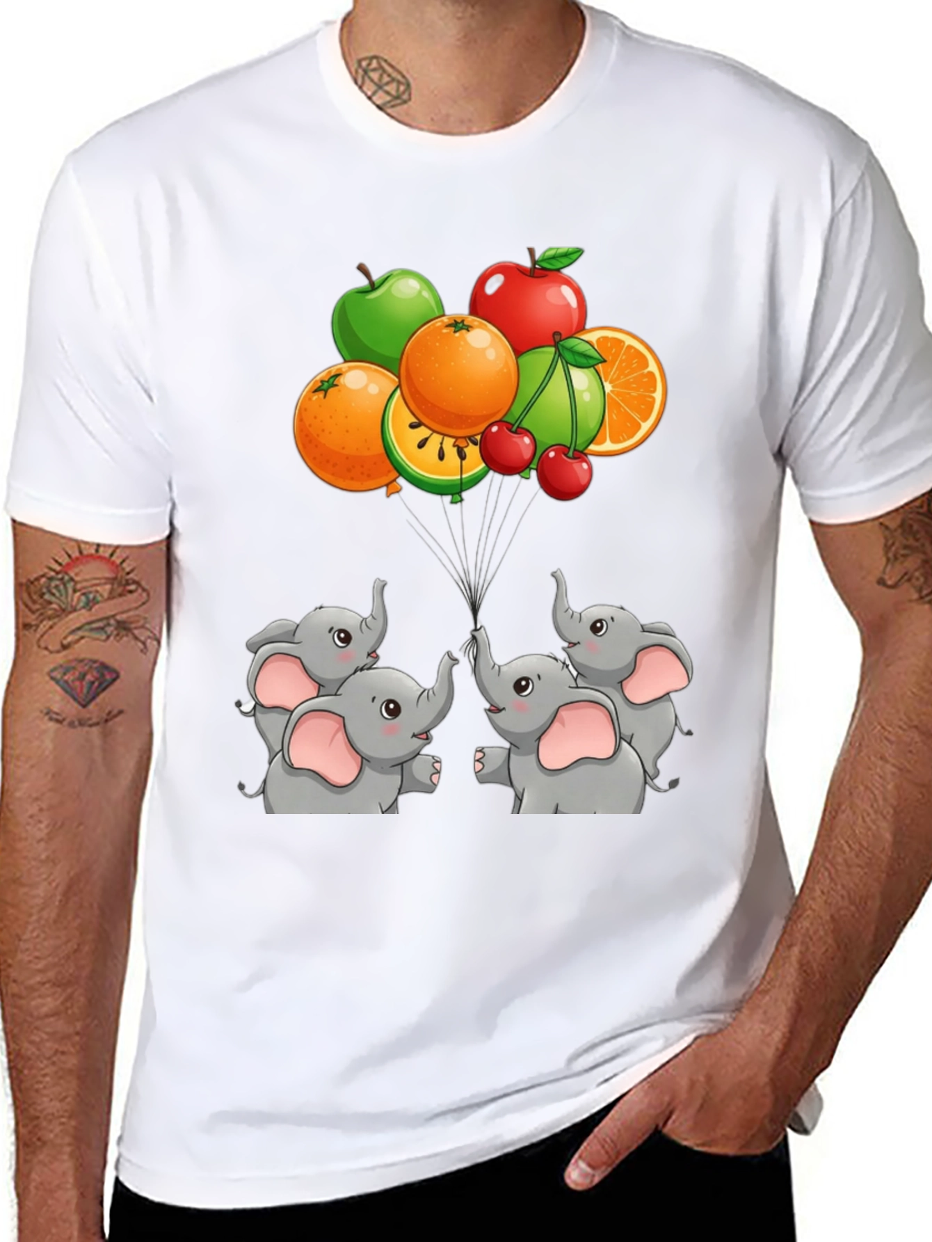 Black Elephant & Fruit Graphic Tee view 8