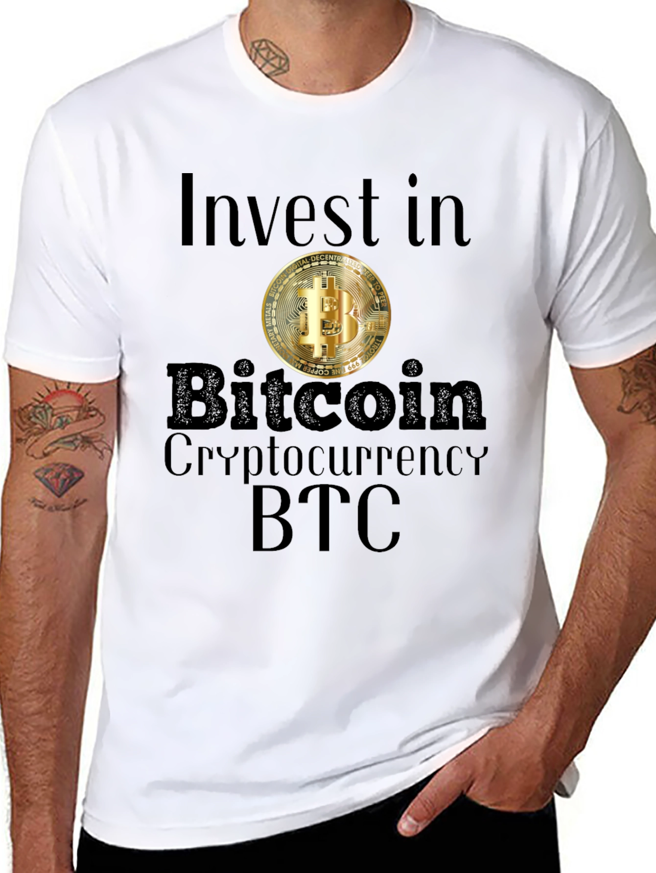 Black Invest in Bitcoin T-Shirt Crypto BTC view 8