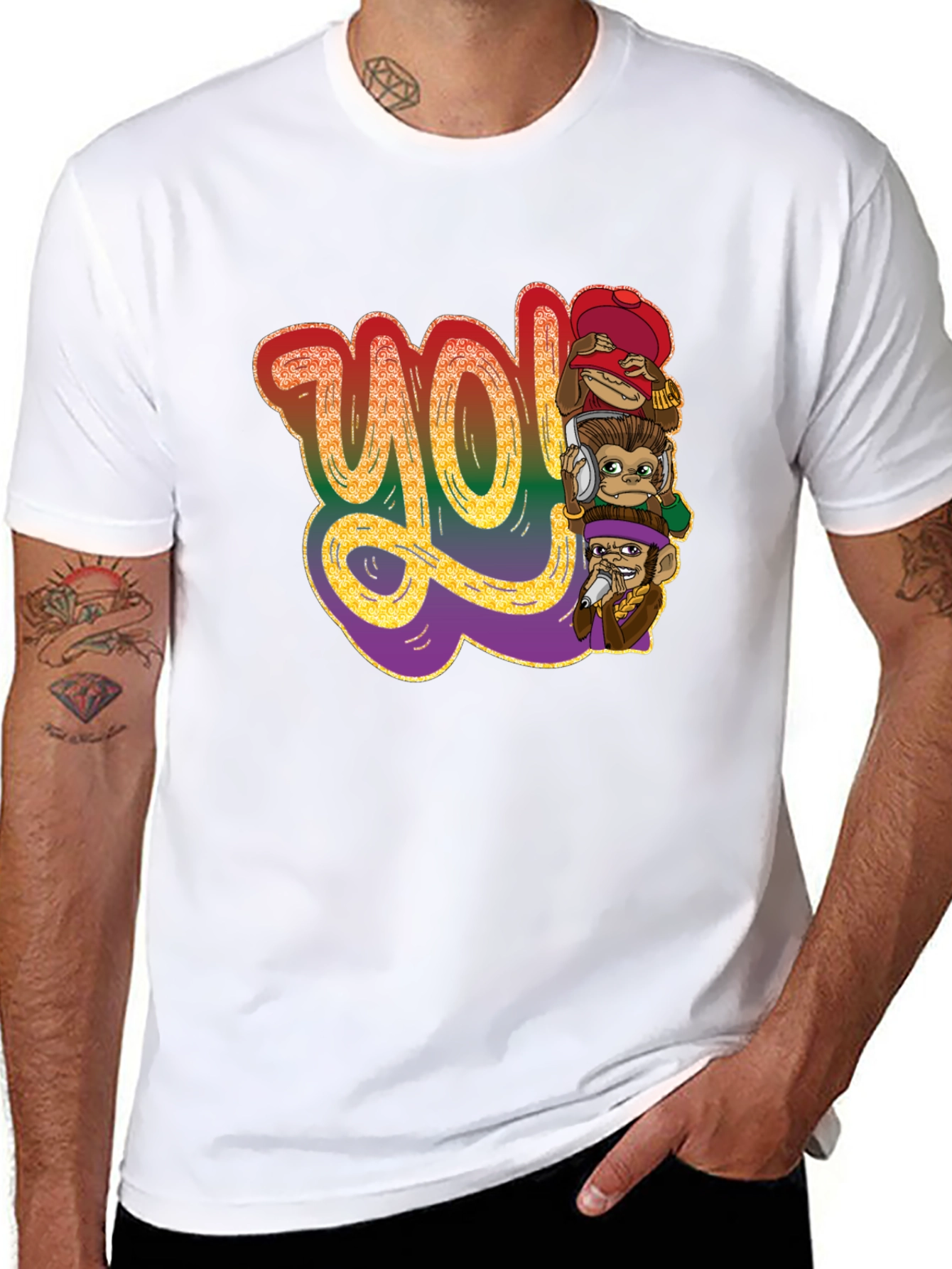 Black Yo! Monkey Stack Graphic T-Shirt view 8