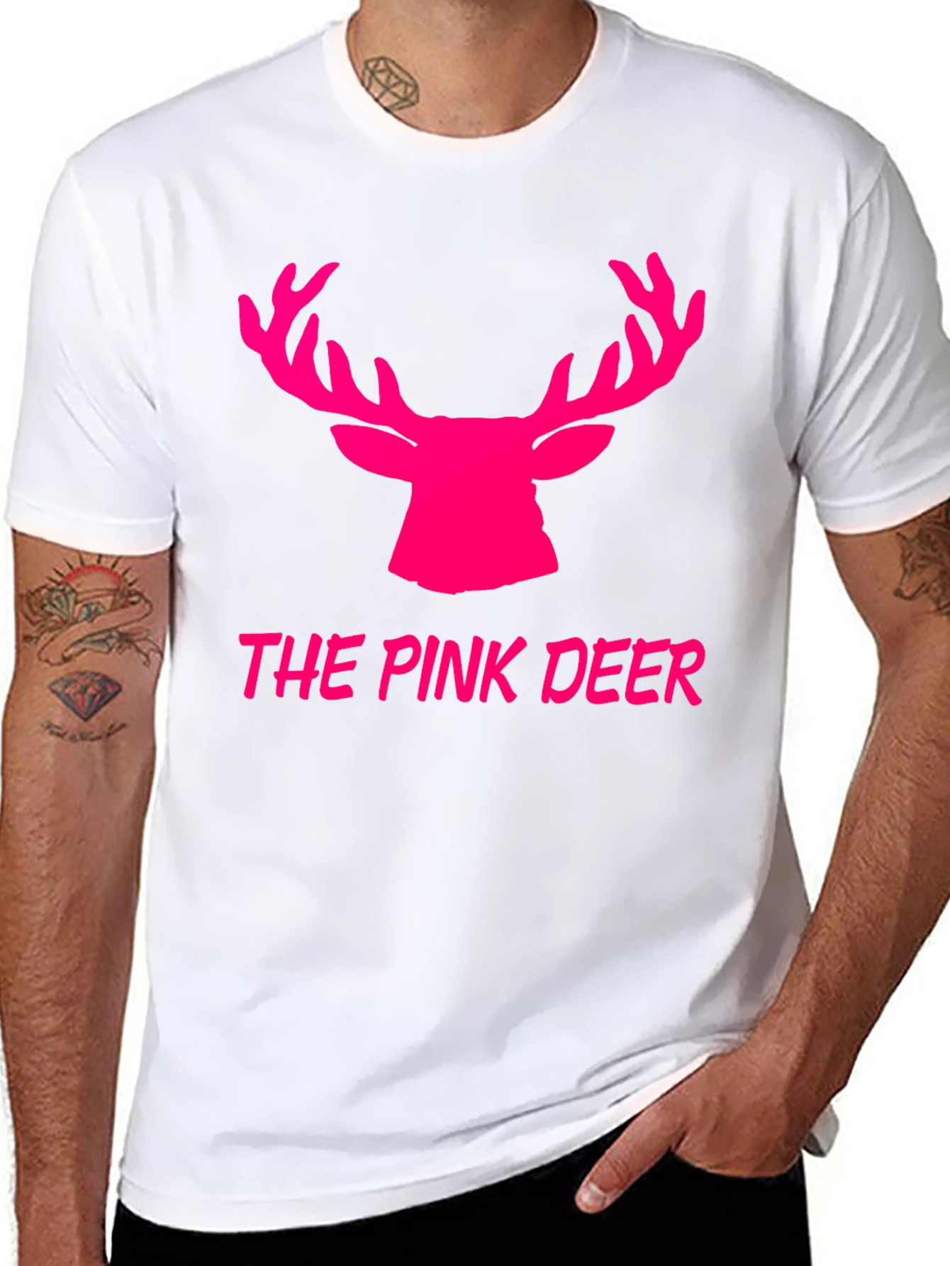 The Pink Deer Graphic Tee - Black Cotton Blend Shirt - 8