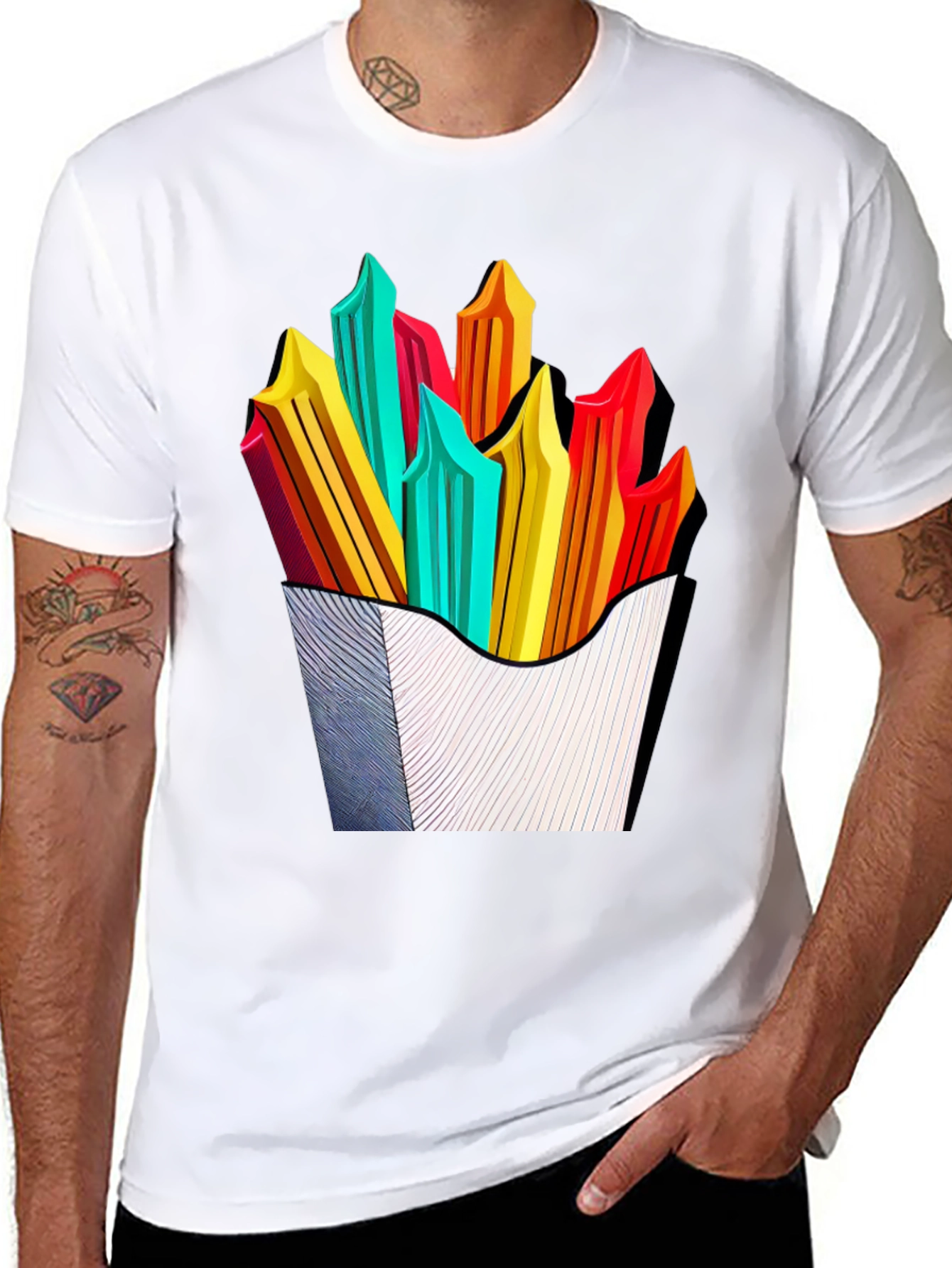 Black Funky Fries Graphic Tee - Stylish Unisex T-Shirt view 8