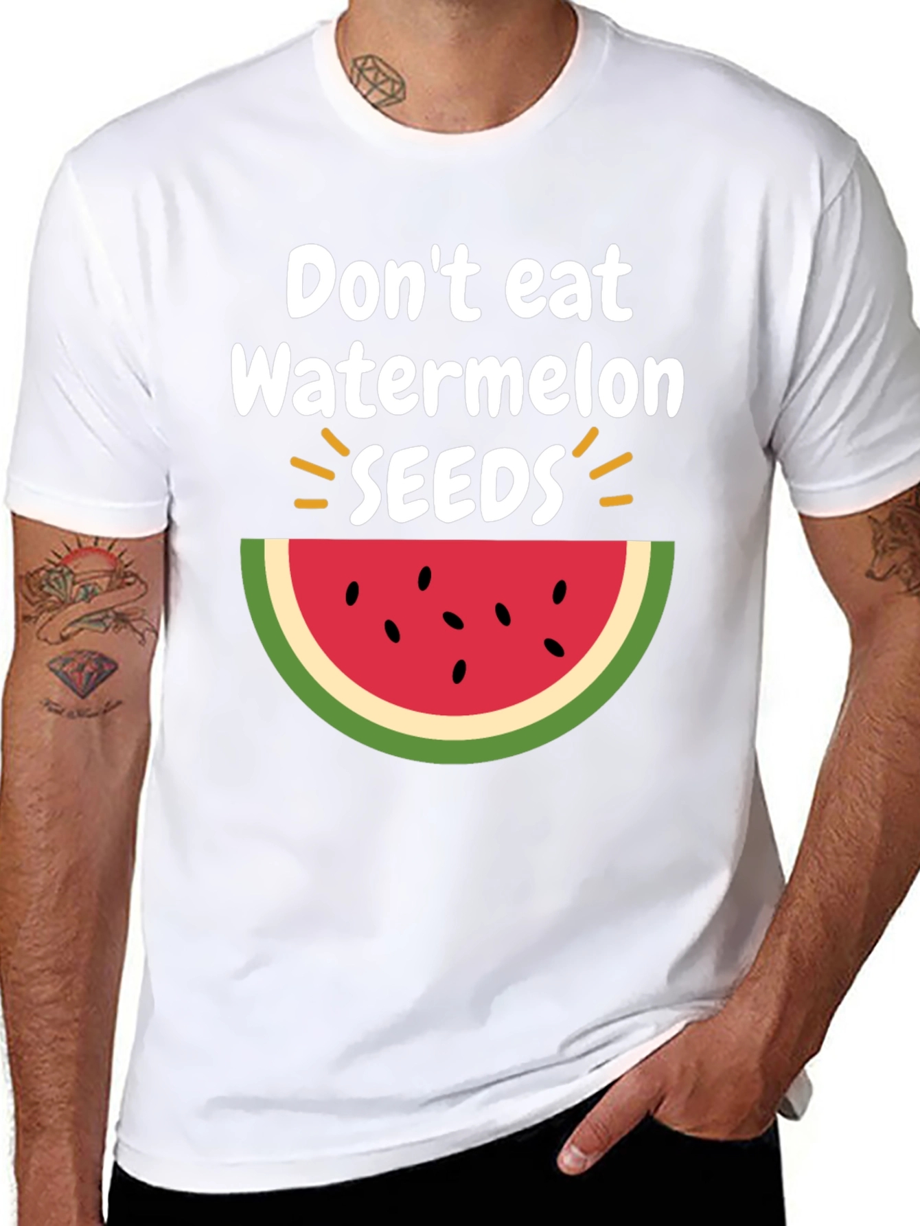 Black Don't Eat Watermelon Seeds T-Shirt, Fun Summer Tee view 8