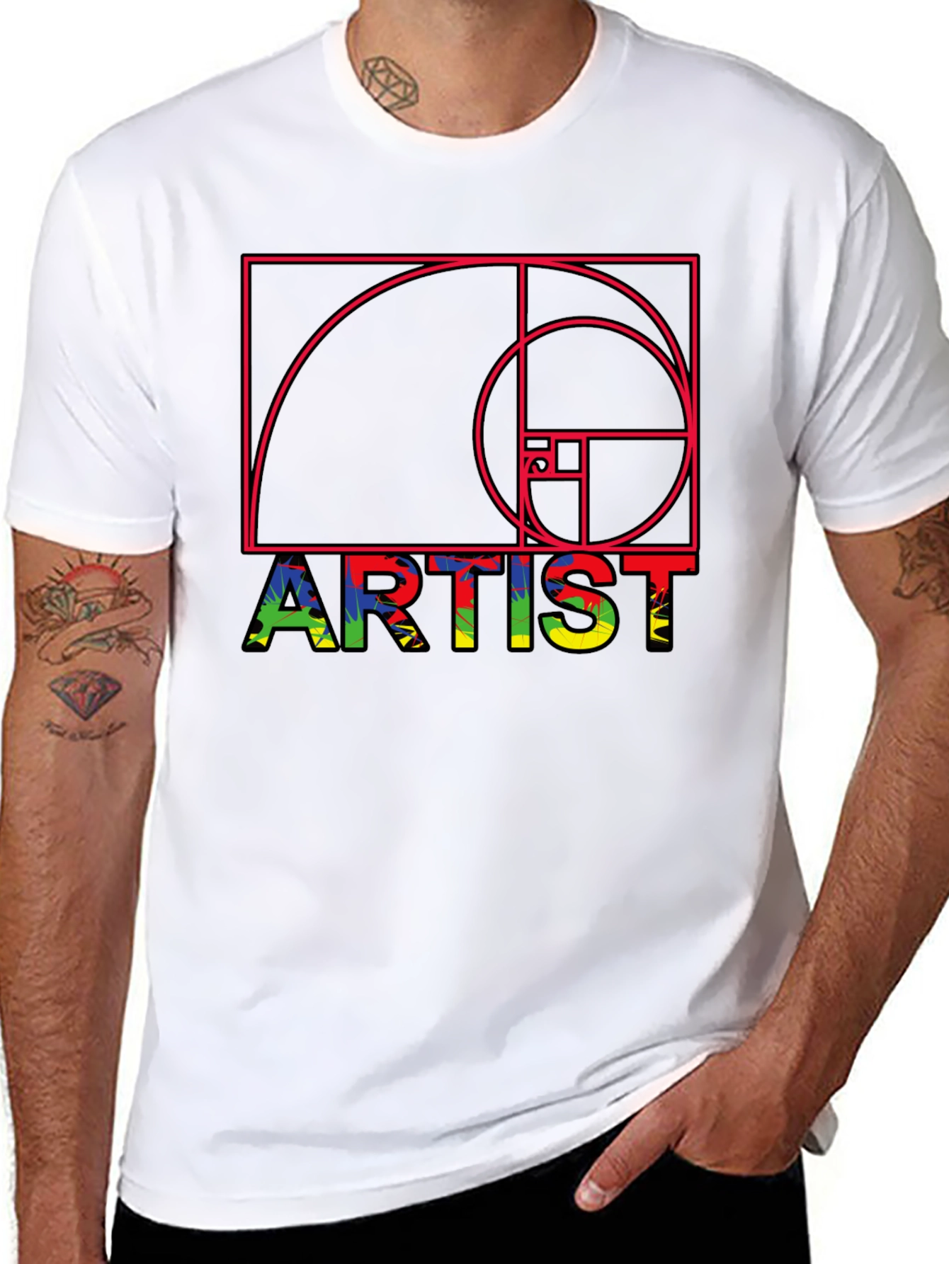 Black Artist Fibonacci Sequence Graphic Tee - Unique Design view 8