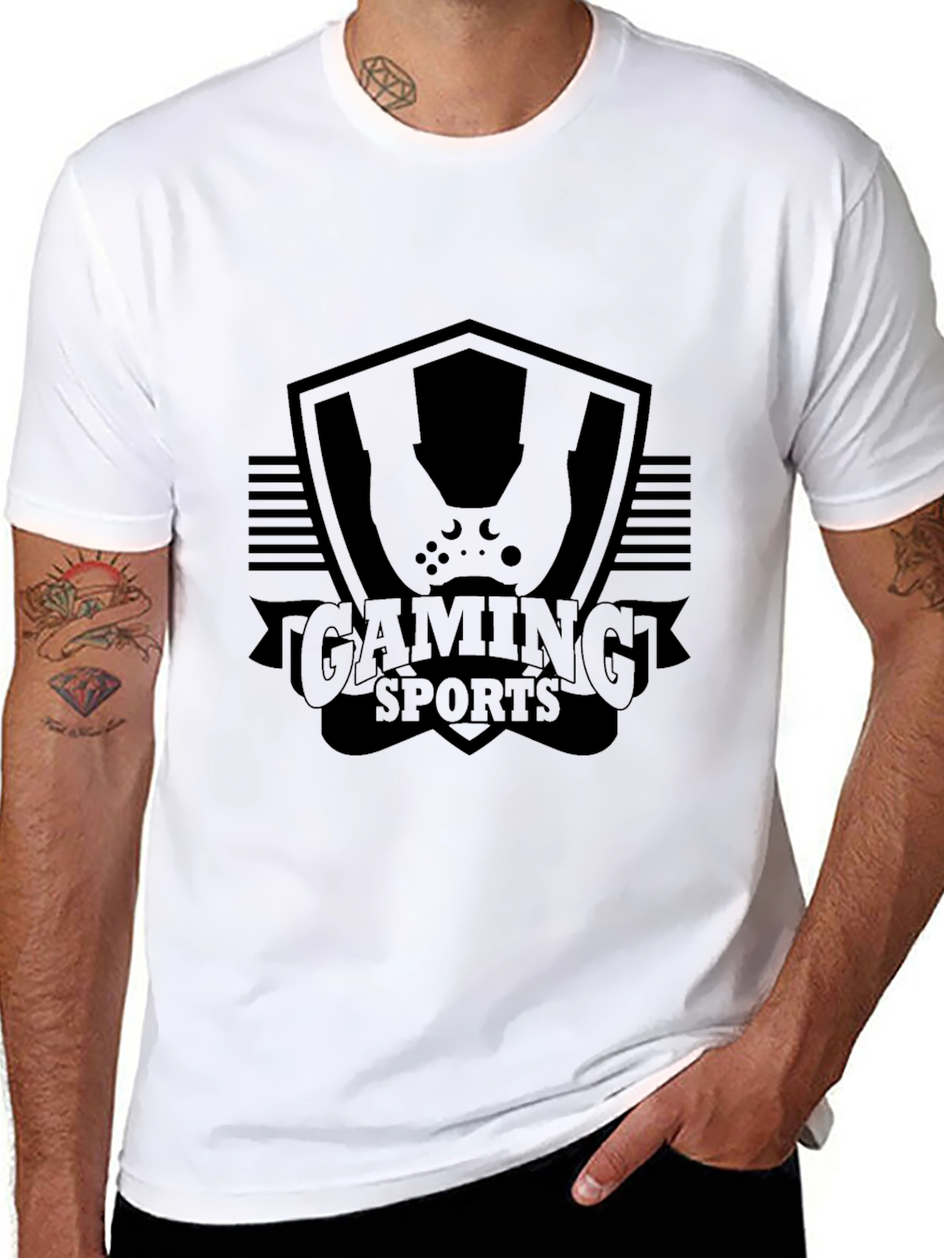 Black Gaming Sports Black T-Shirt view 8