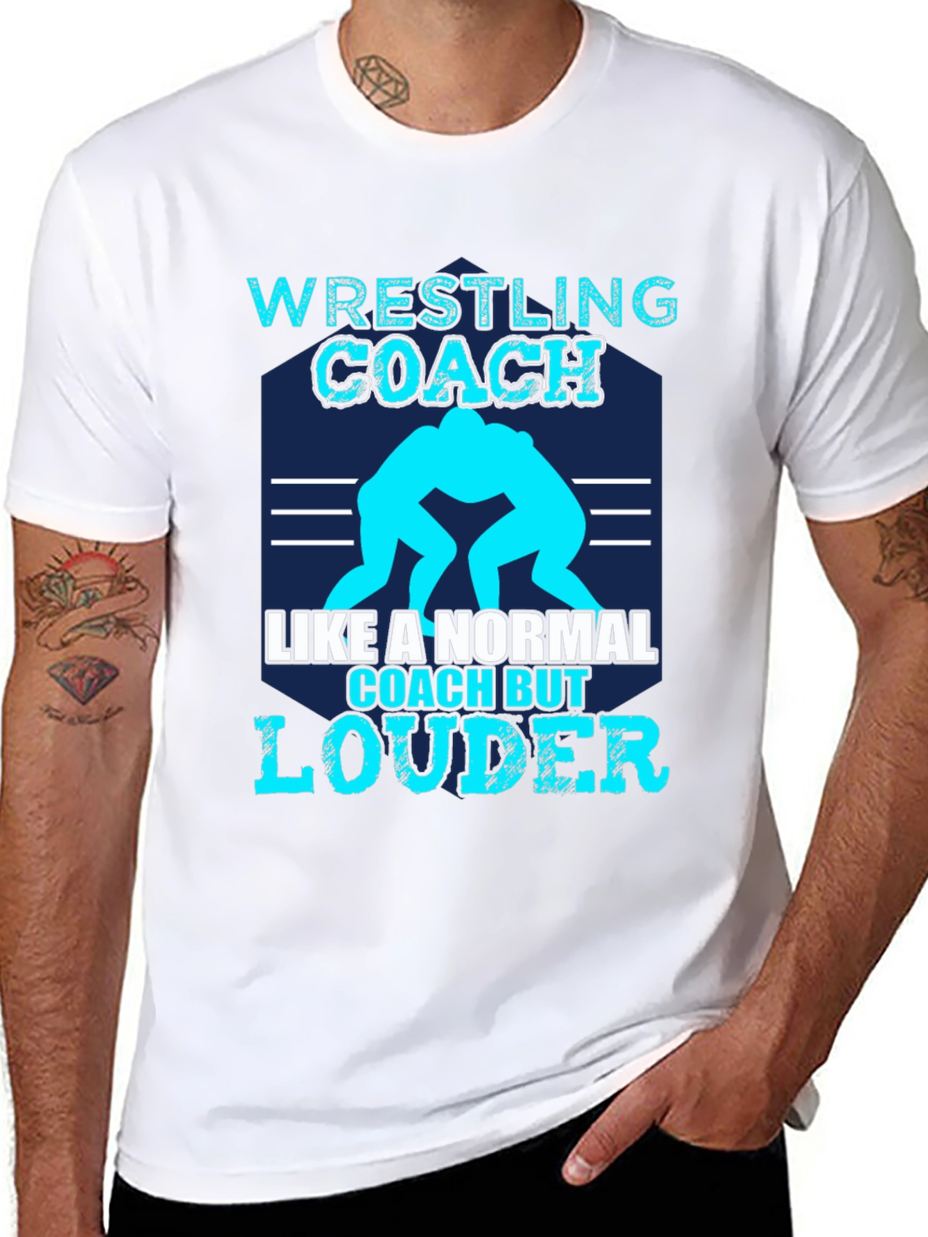 Black Wrestling Coach T-Shirt - Like a Normal Coach, But Louder! view 8