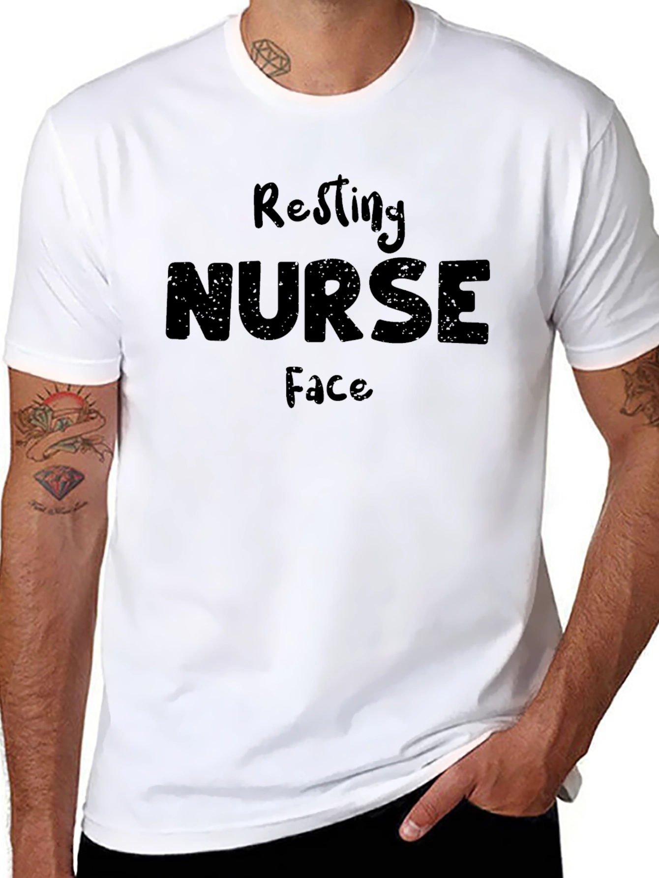 Black Resting Nurse Face Graphic Tee - Black view 8