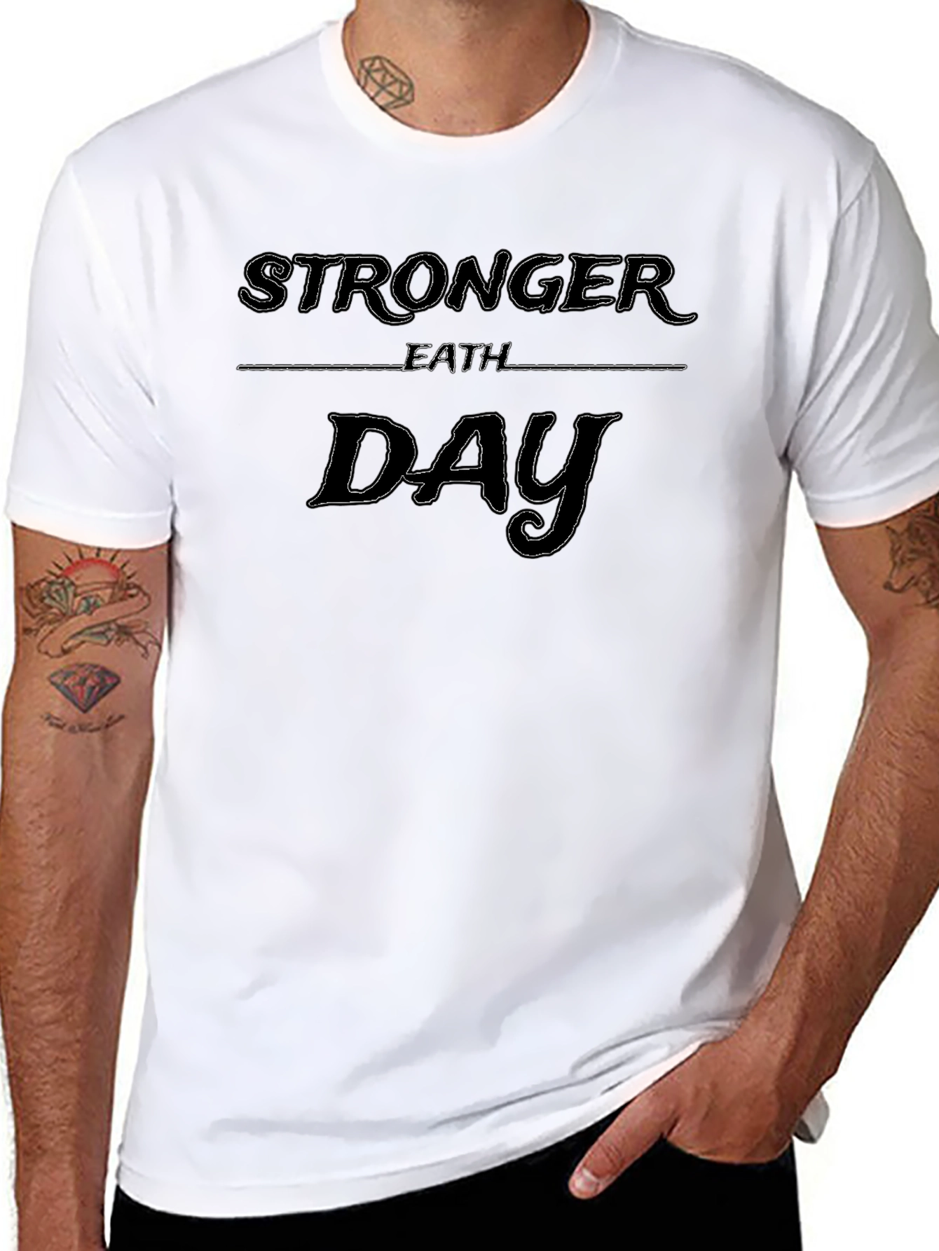 Black Stronger Than Yesterday Black T-Shirt view 8