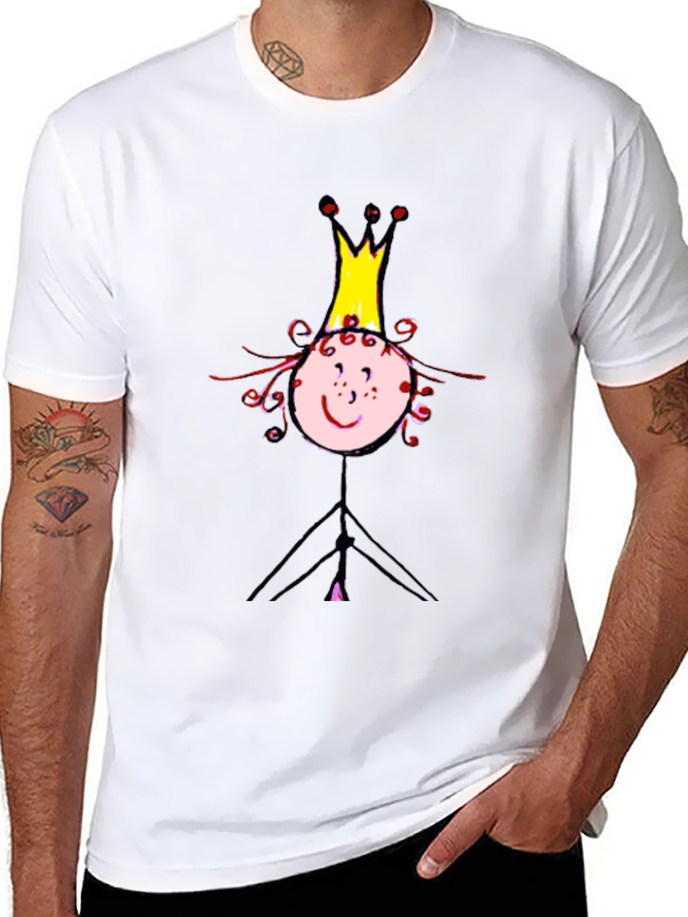 Black Fun Princess Stick Figure Graphic Tee view 8