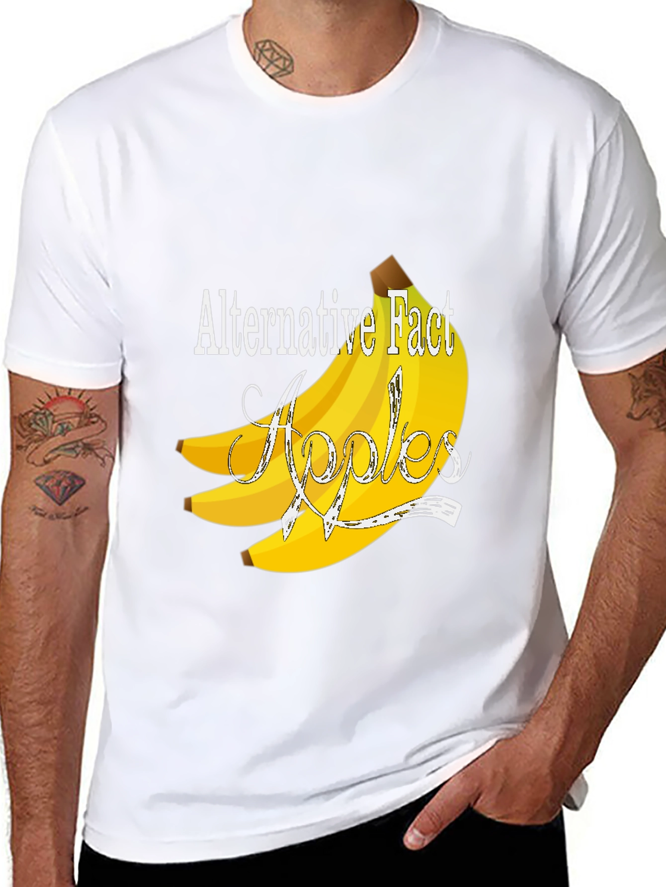 Black Alternative Fact Apples T-Shirt - Funny Banana Tee view 8