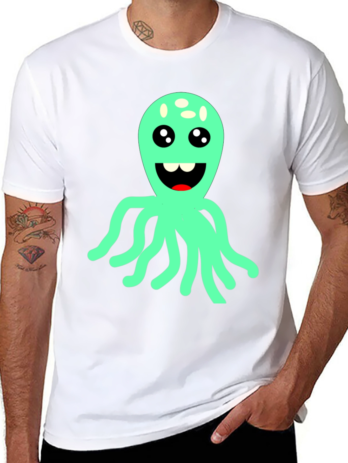 Black Cute Octopus Graphic T-Shirt - Black view 8