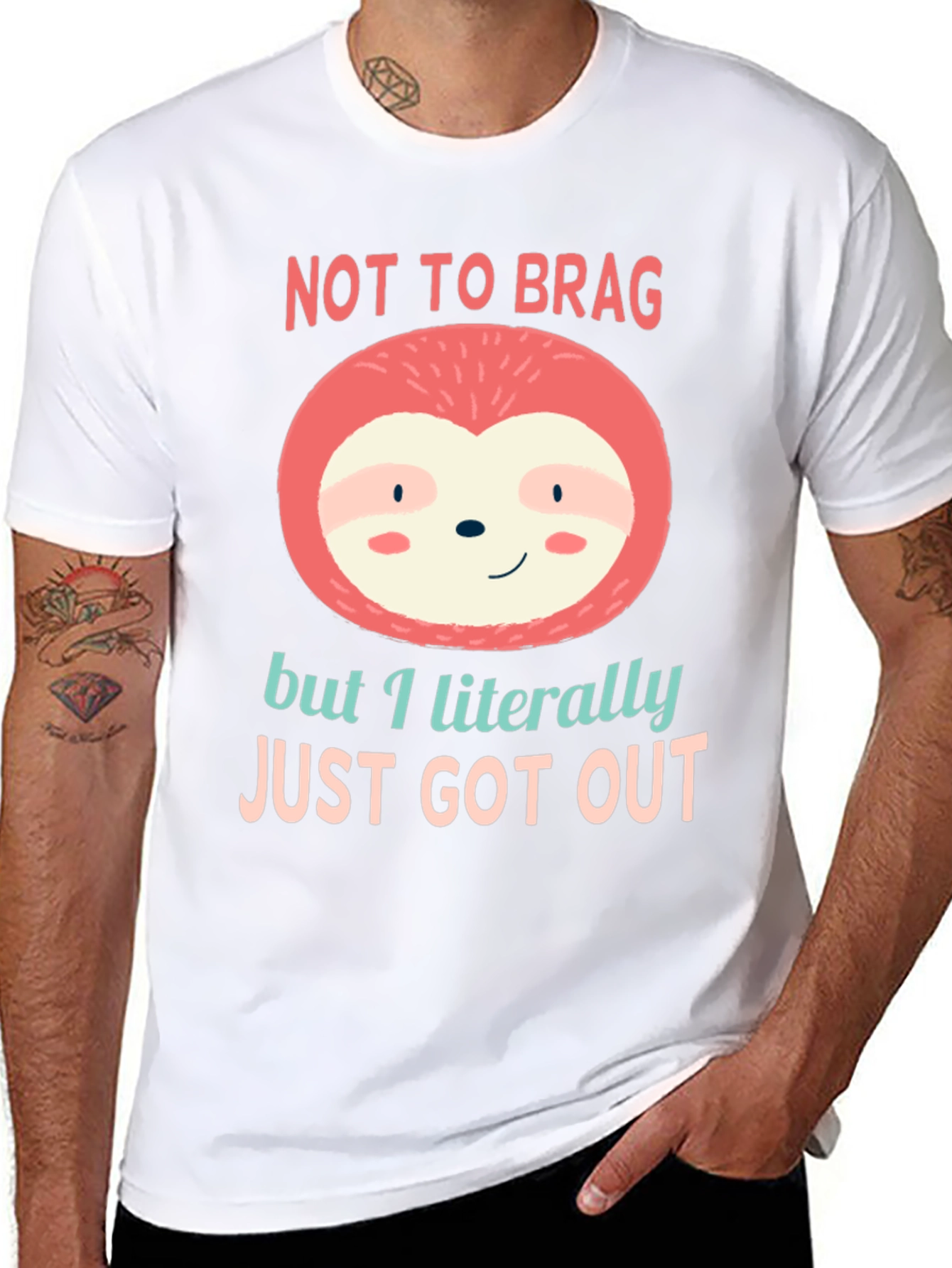 Black Not to Brag Sloth T-Shirt view 8