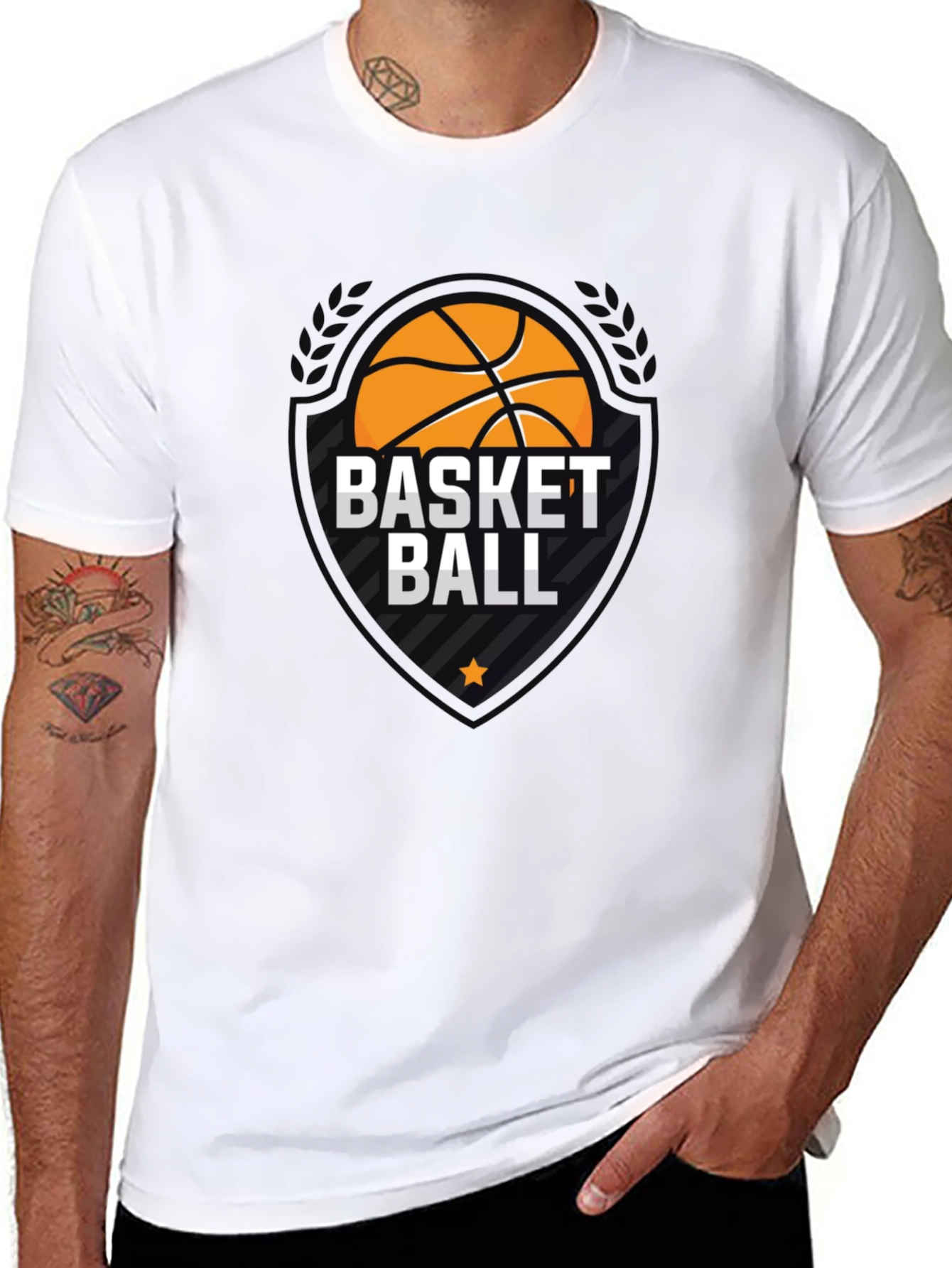 Black Basketball Graphic Tee - Stylish Black T-Shirt view 8