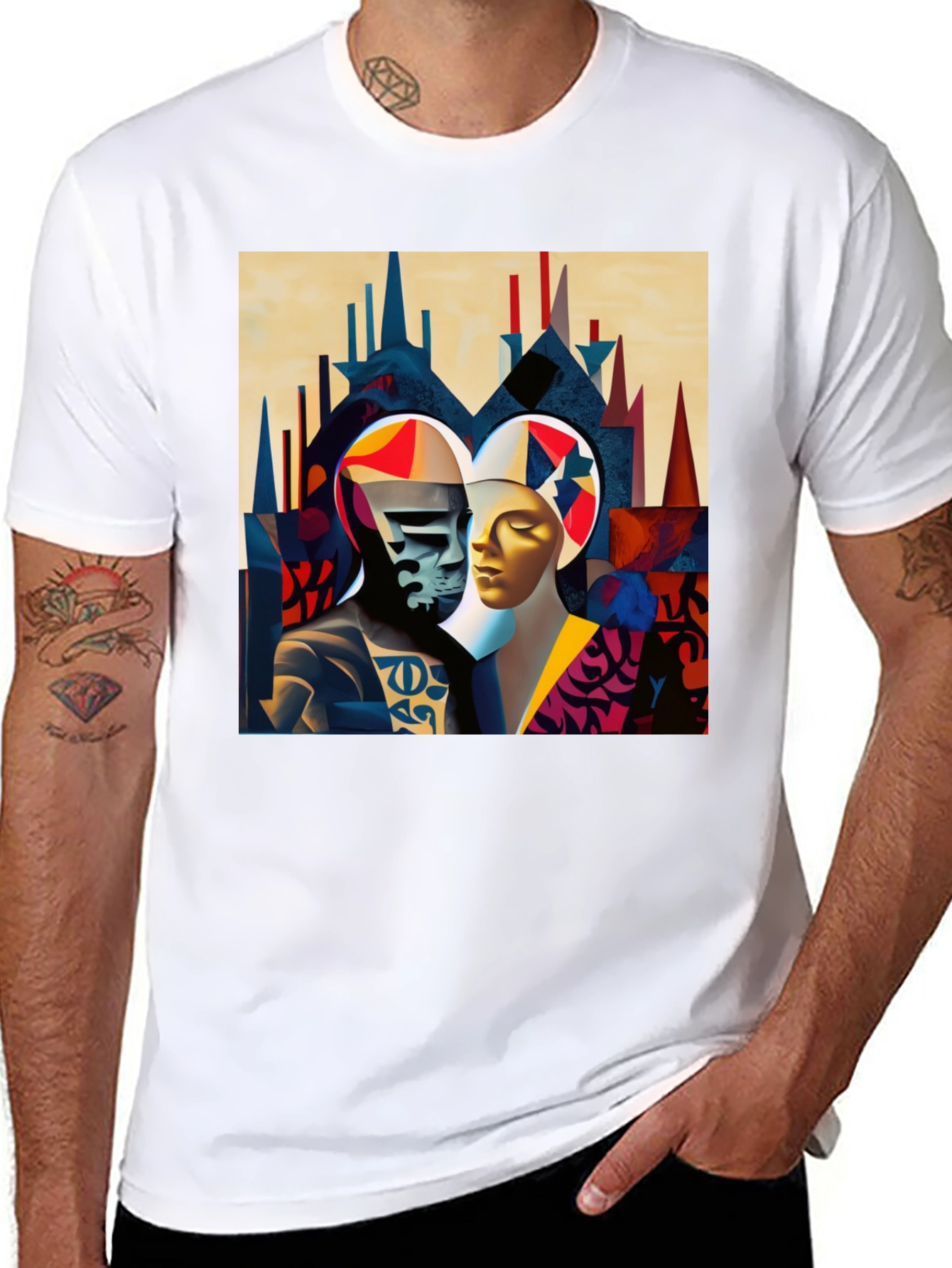 Black Abstract Art Graphic Tee view 8