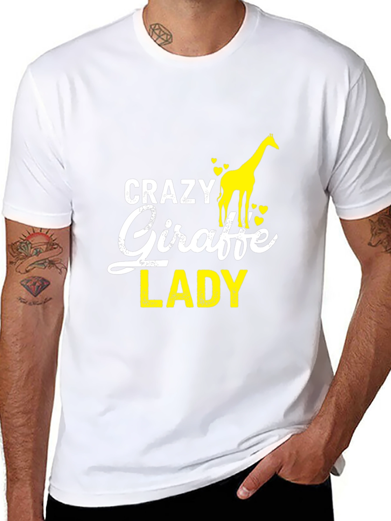 Black Crazy Giraffe Lady T-Shirt - Funny Animal Lover Tee view 8