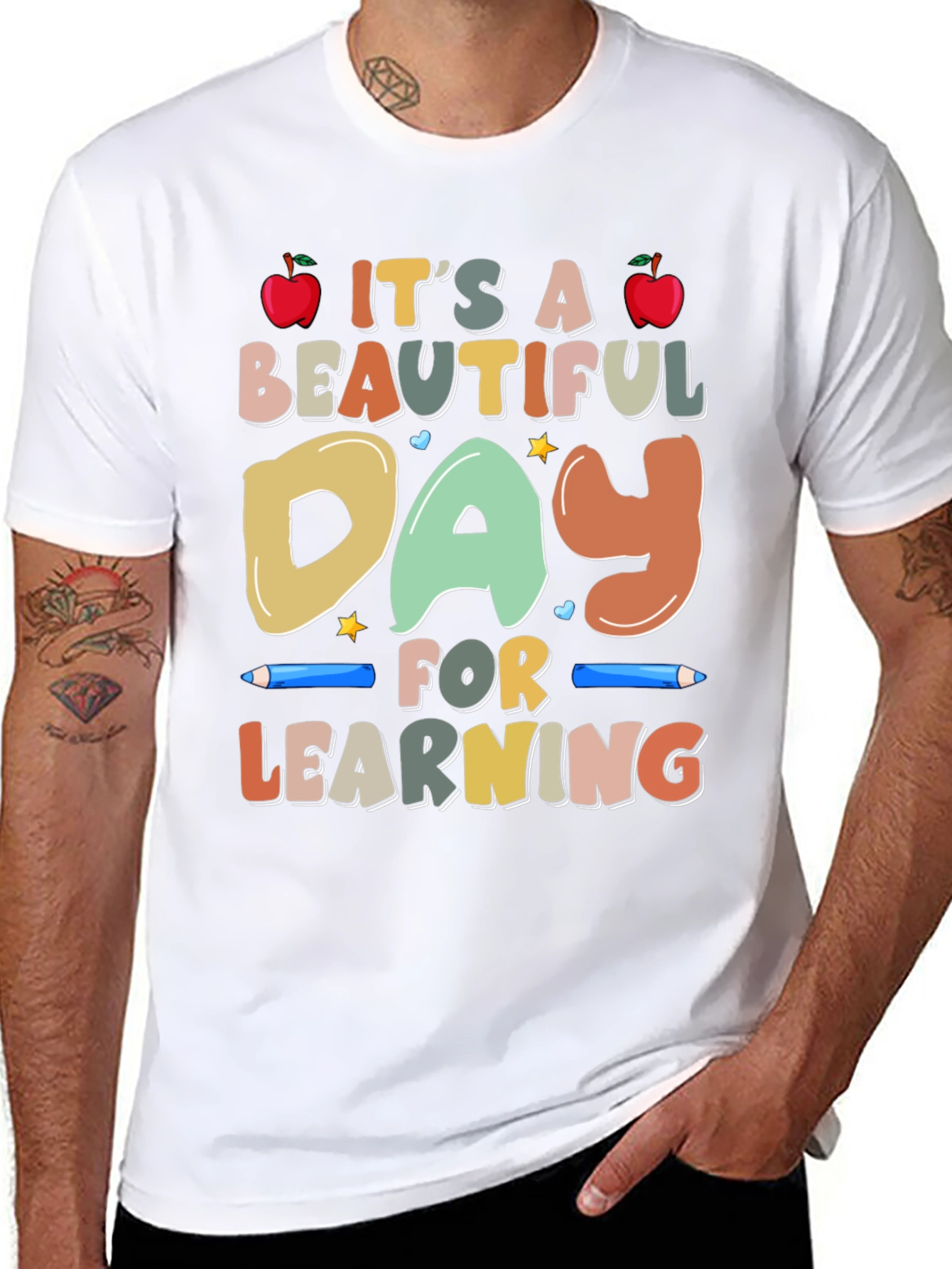 Black It's a Beautiful Day for Learning T-Shirt view 8