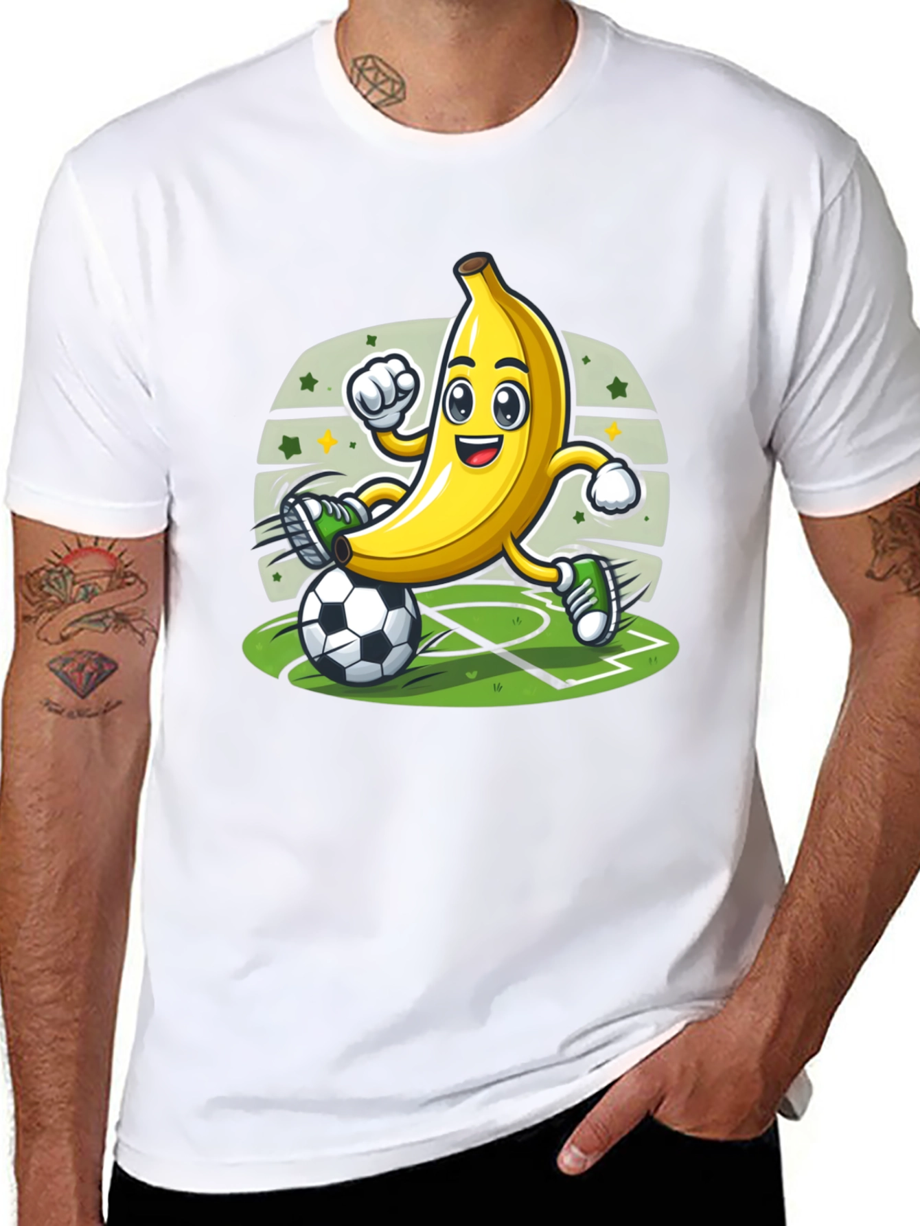 Black Funny Banana Soccer Player T-Shirt view 8