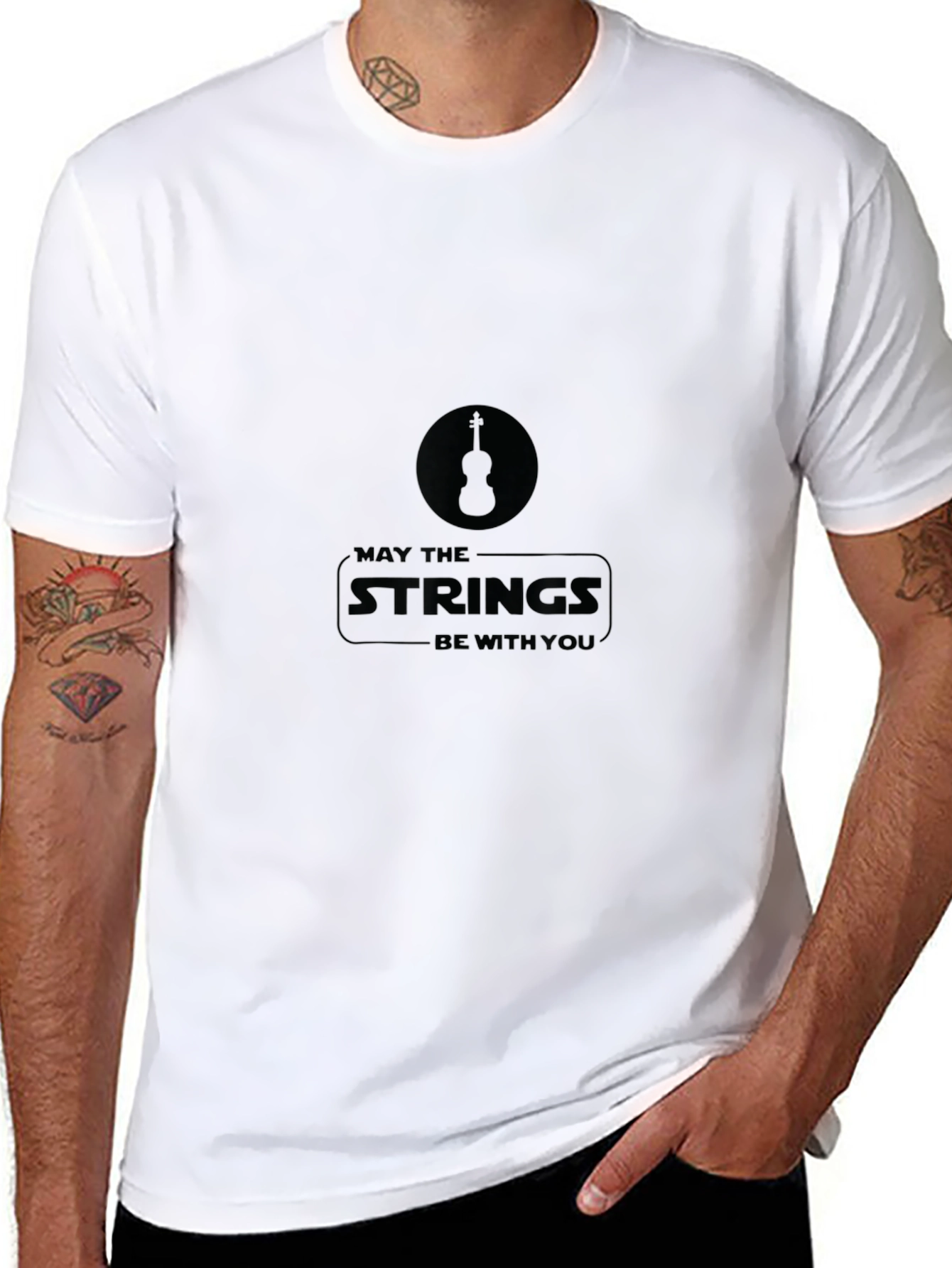 Black May The Strings Be With You Black T-Shirt view 8