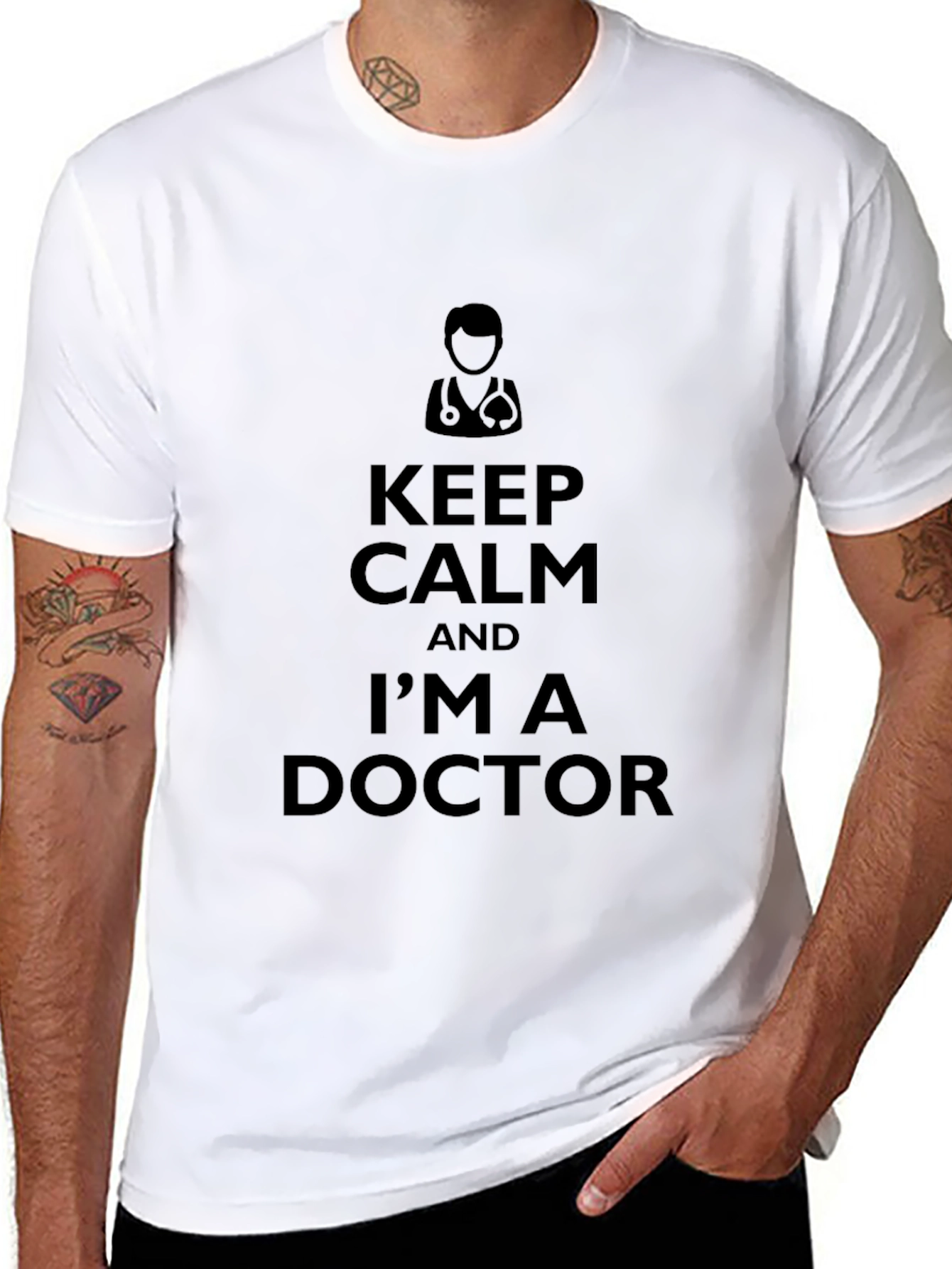 Black Keep Calm I'm a Doctor T-Shirt - Black view 8
