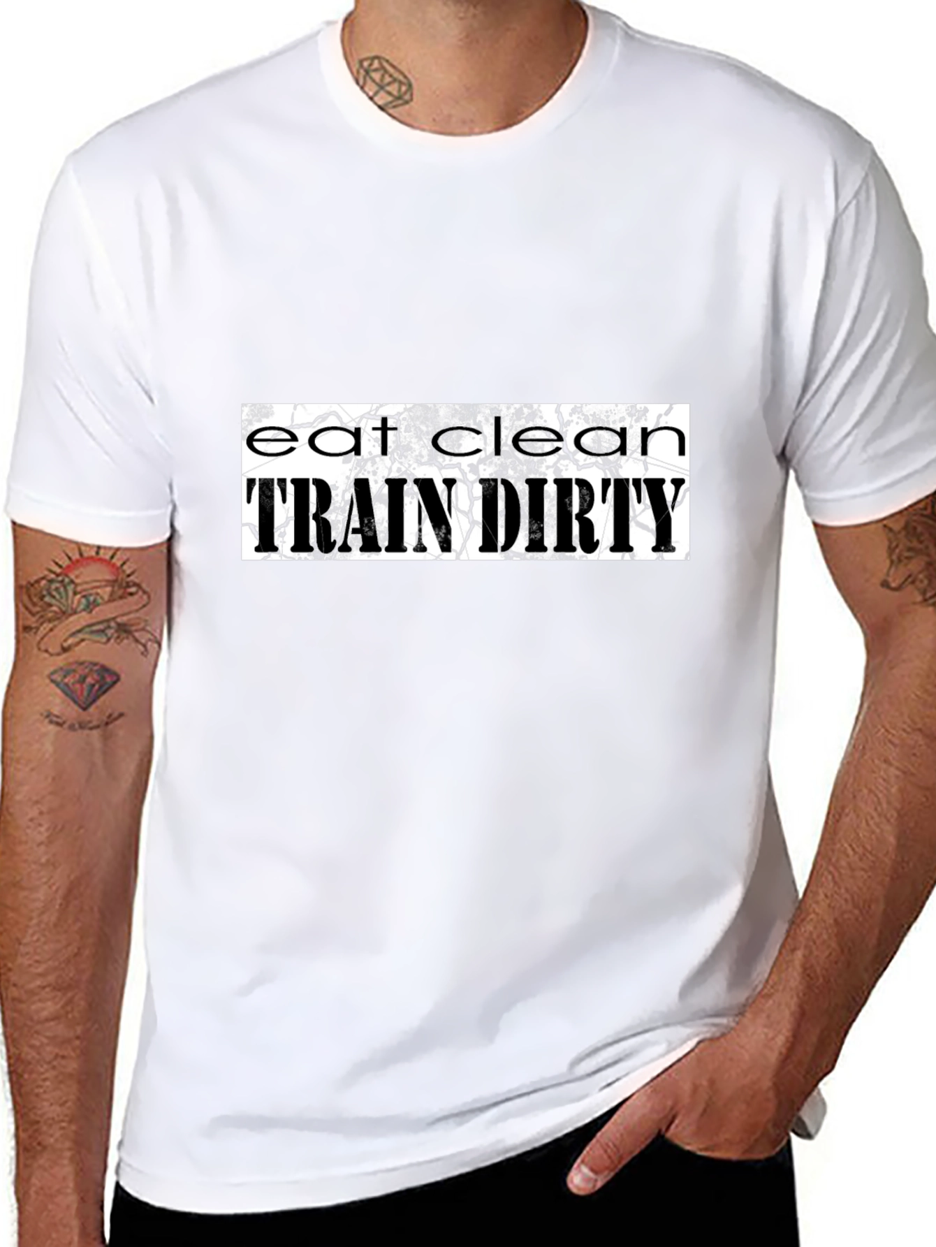 Black Eat Clean, Train Dirty Graphic Tee view 8
