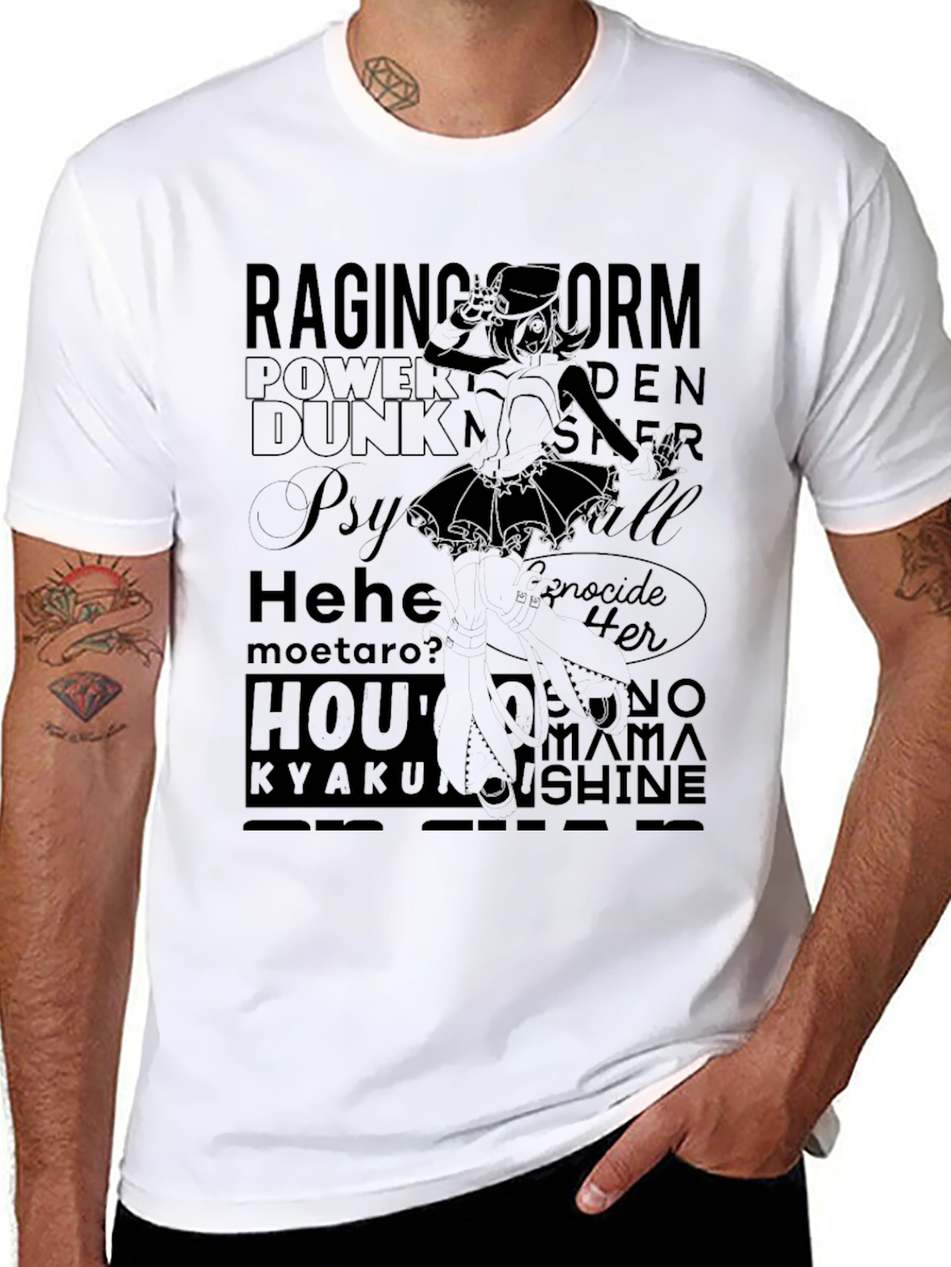 Black Edgy Anime Graphic Print Black T-Shirt view 8