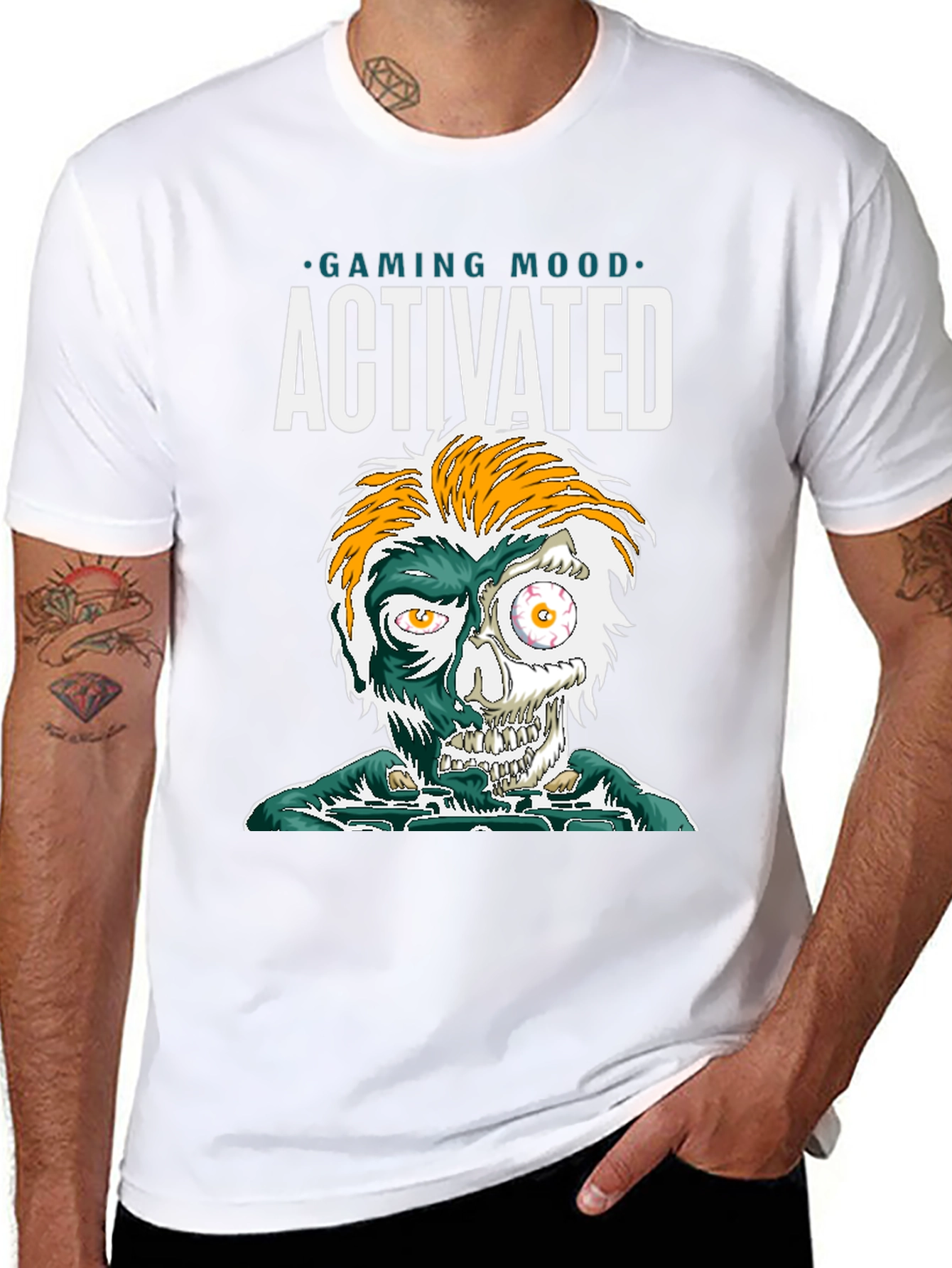 Black Gaming Mood Activated Graphic Tee - Gamer Shirt view 8