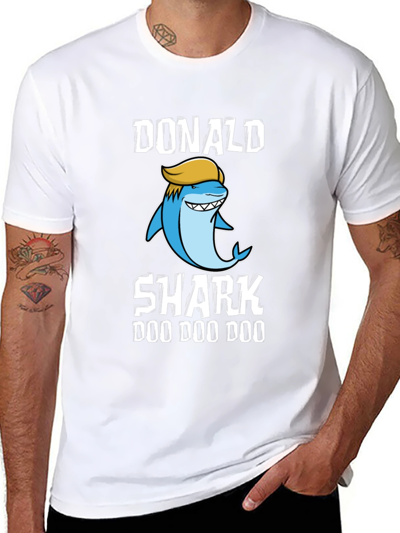 Black Donald Shark T-Shirt - Doo Doo Doo view 8