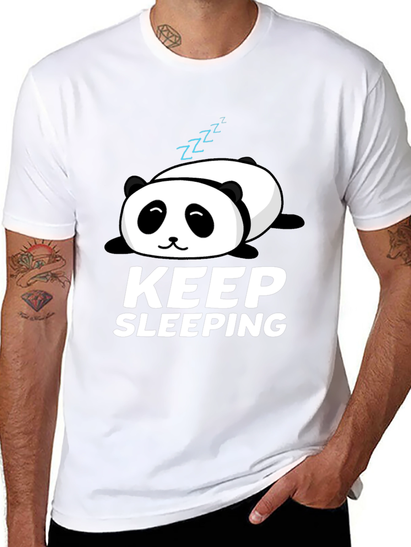 Black Keep Sleeping Panda Graphic T-Shirt - Relaxed Fit view 8
