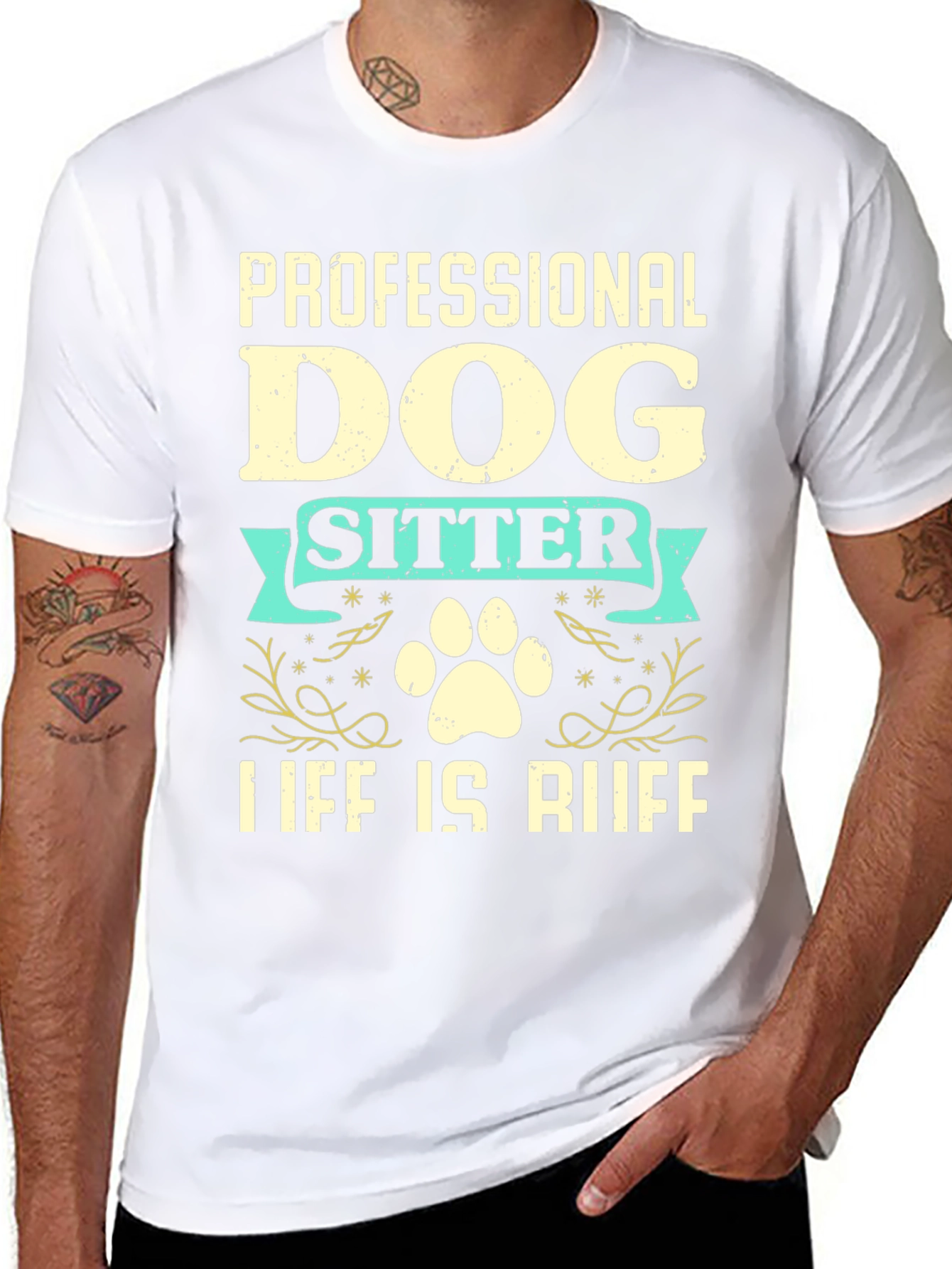 Black Professional Dog Sitter T-Shirt - Life is Ruff view 8